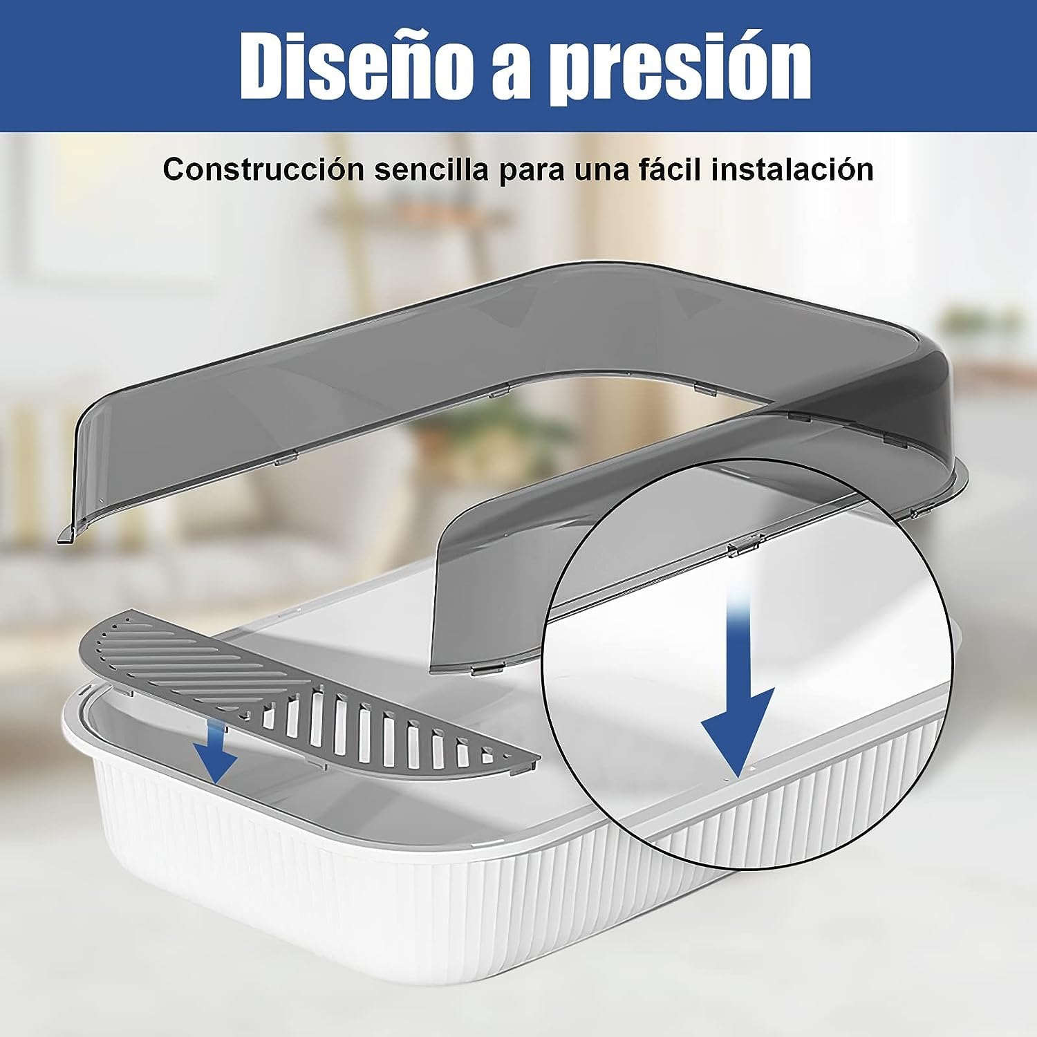 Caja de Arena para Gato, Bandeja Semicerrada para Gatos, Caja de Arena con Tapa Adecuado para Gatos Pequeños y Medianos (Blanco)