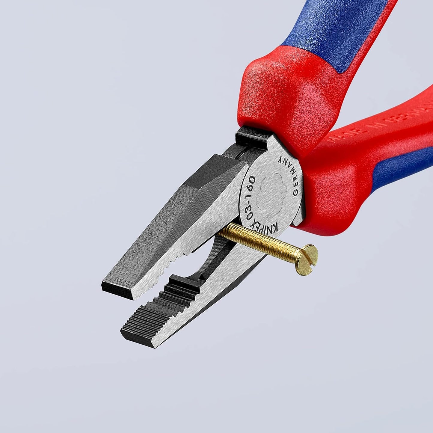 Knipex 03 02 160 SB Alicate Universal Atramentado con Fundas en Dos Componentes, color Negro, 160 mm