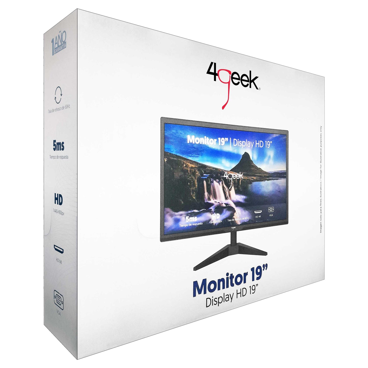 Stylos Monitor 19 Pulgadas Modelo-4GKMO1B 4Geek -60Hz- Flat Tiempo de Respuesta 5ms Color Negro elección Perfecta para tu Espacio de Oficina diseño Bonito y Elegante.