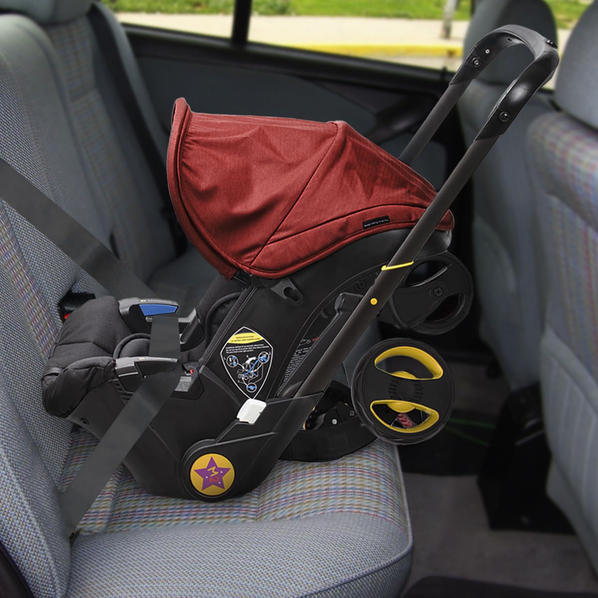 Carriola Plegable 3 en 1 Convertible FlexiTraveller | Carriola Demostable Asiento De Bebe Para Carro | Multifuncional Portatil, Ligera Y Compacta (Rojo)