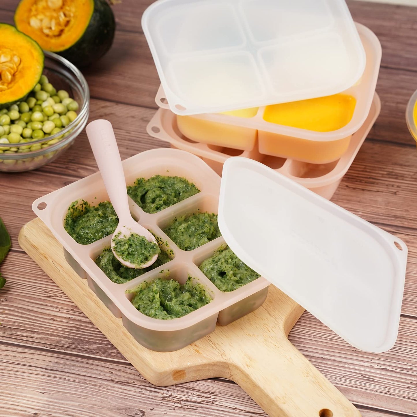 haakaa Bandeja de silicona para alimentos para bebés, 4 meses + bebé, Molde de comida casera para bebés, Bandeja congeladora de alimentos frescos para bebés, Bandeja para cubitos de hielo