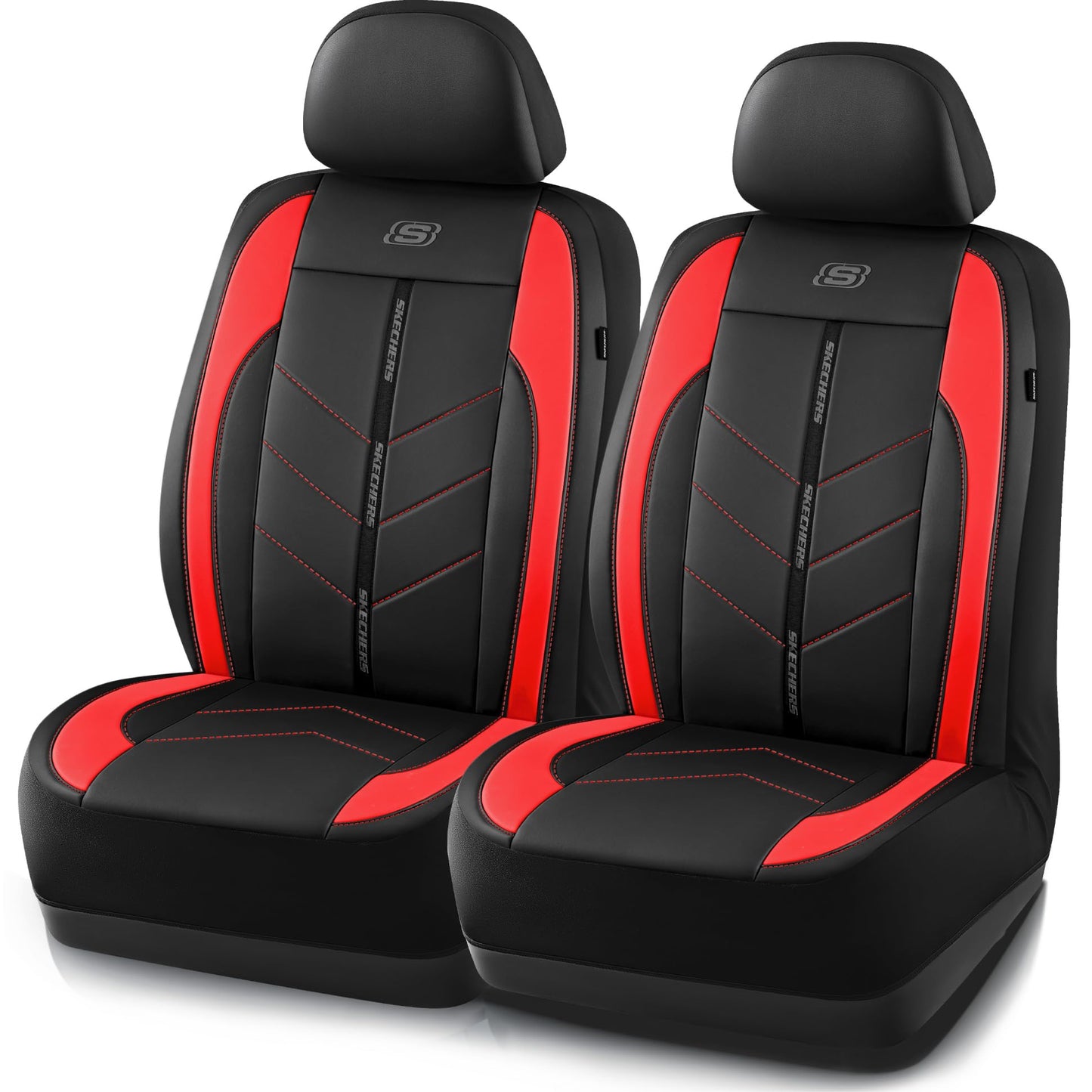 Skechers Fundas para Asientos de Coche, Fundas de Asiento de Piel Sintética de Lujo, Protector de Asiento de Coche Impermeable Antideslizante para Asientos Delanteros, Accesorios para Coche