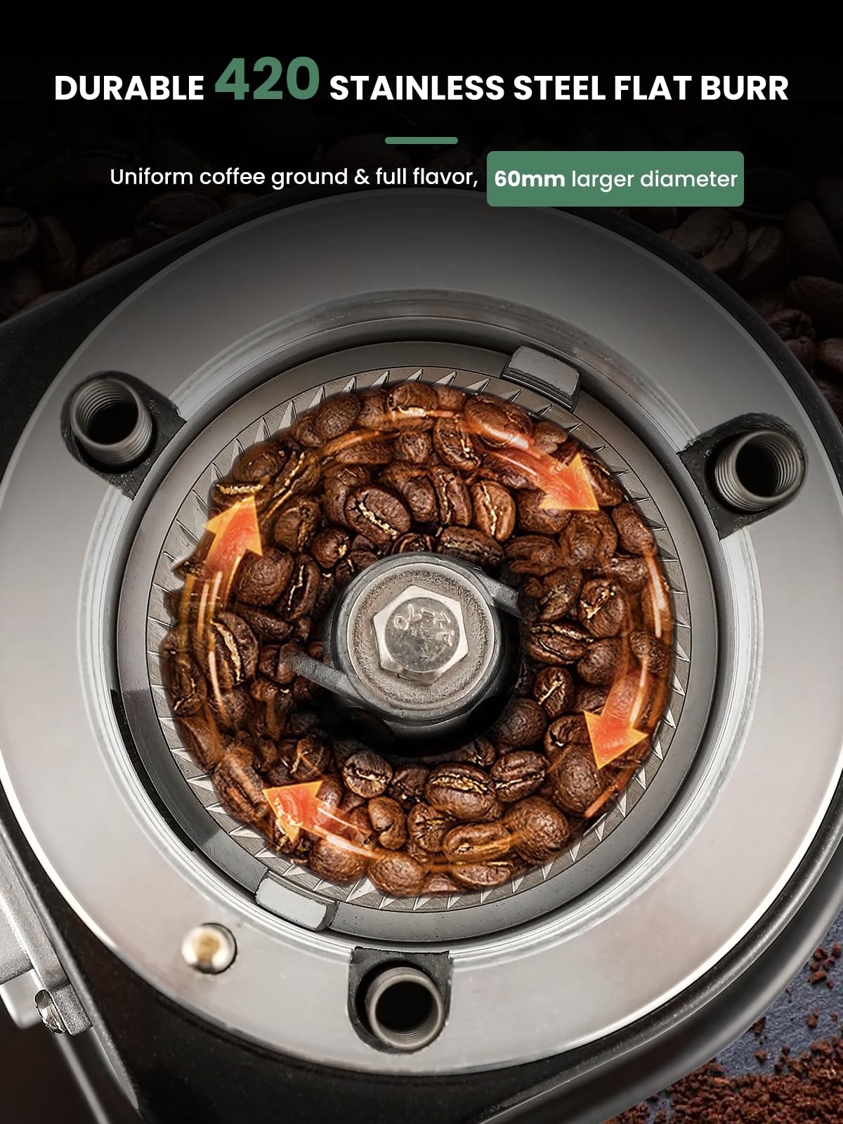 Huanyu molinillo de café eléctrico ajustable molino de fresa plana con 19 ajustes de molienda precisa 35OZ 36Cups de café de grano de la máquina de molienda de actualización automática de punto de acción para Espresso Francés Prensa turco
