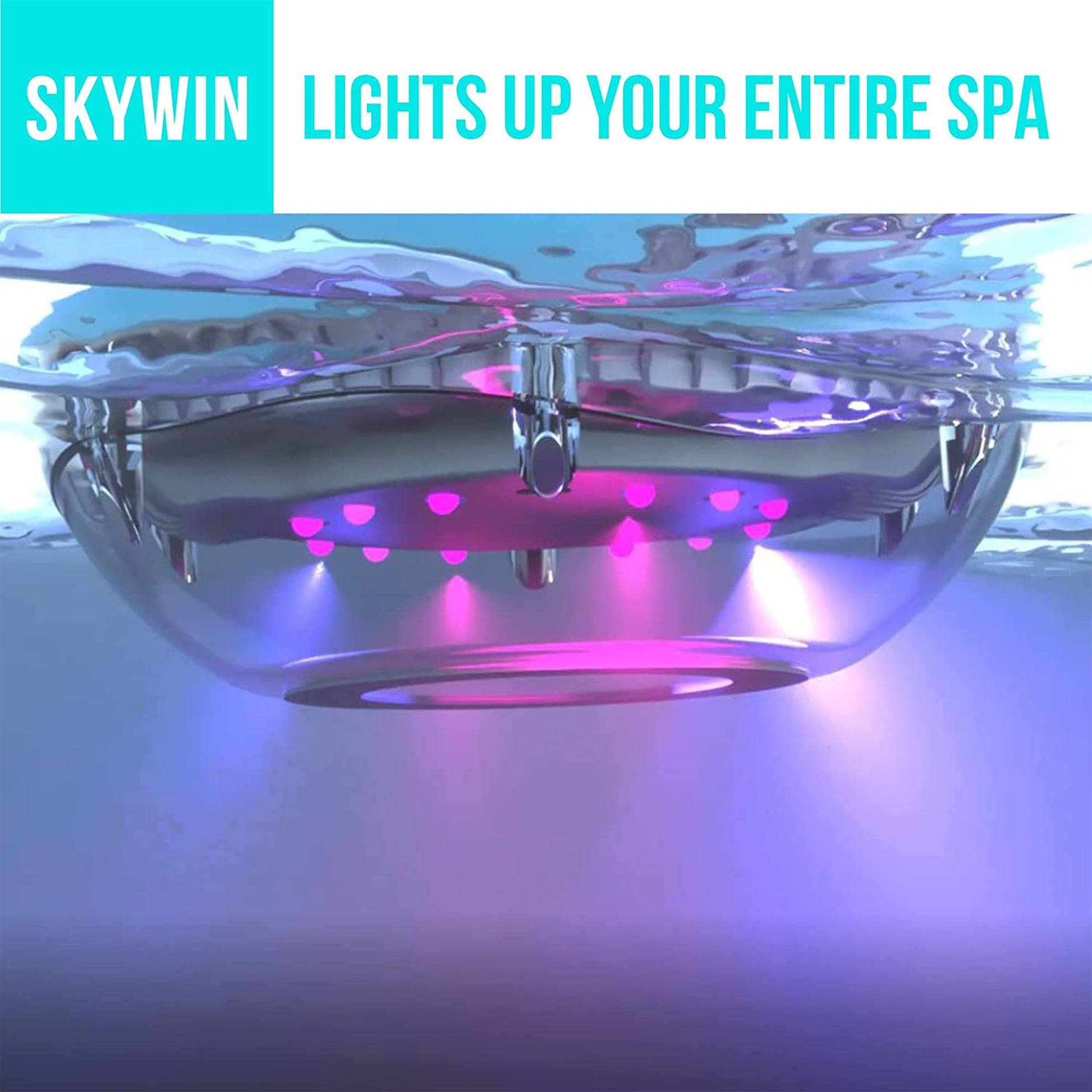 Skywin Hot Tub Speakers and Speakerphone - Disco Light Floating Waterproof IPX7 Large Wireless Pool and Shower Speaker - Pool Speakers Support Dual Speaker Connection and Feature Quality 2.1 Sound