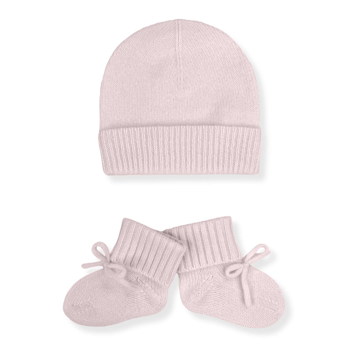 Jet&Bo BABY - Juego de gorro y botines 100% cachemir para bebé, color rosa, tamaño 0-6 meses, suave, acogedor e hipoalergénico, caja de regalo y tarjeta incluida