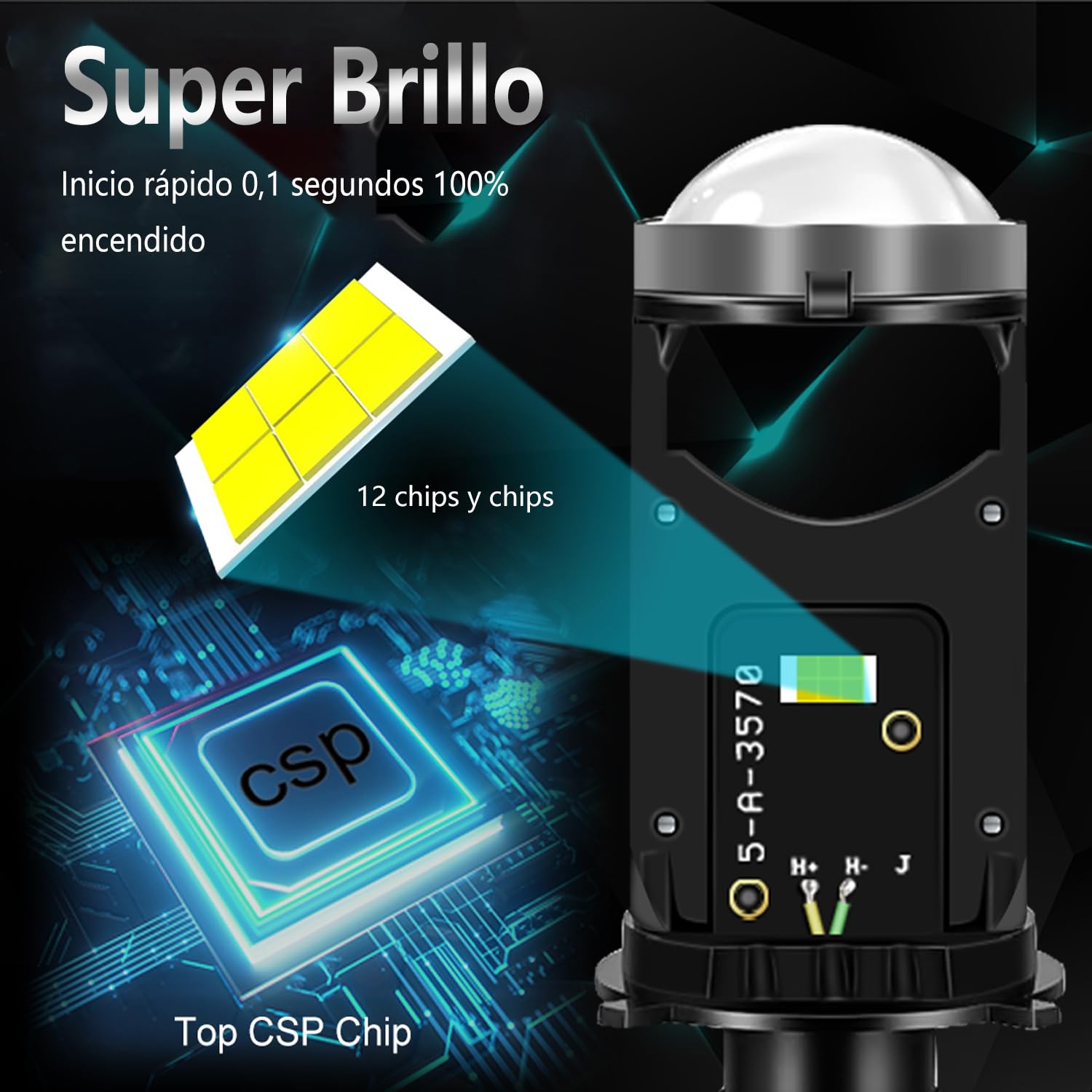 Luces Antiniebla LED para Motocicleta，Faros Led H4 Tipo Lupa Para Moto Luz Altas Y Bajas 65W 18000LM，Apto para motos, coches 1und