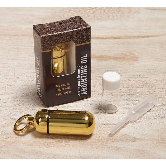 Broadman Church Supples - Soporte de aceite para unción con llavero y cuentagotas - Latón, Latón, Estándar