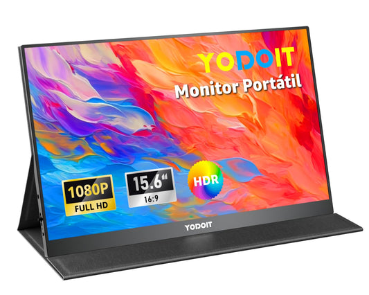Monitor Portátil Yodoit 15.6 Pulgadas IPS FHD 1080P USB Type-C HDR para Laptop y Consolas