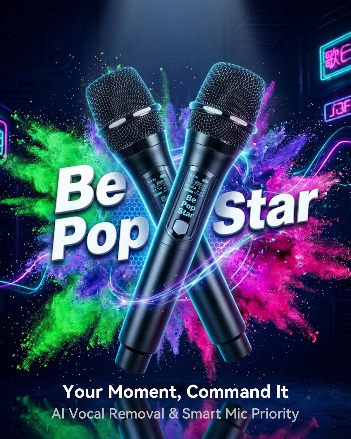 Máquina Karaoke GKD62 Azul Potente con Altavoz Bluetooth Portátil y Micrófonos para Adultos/Niños