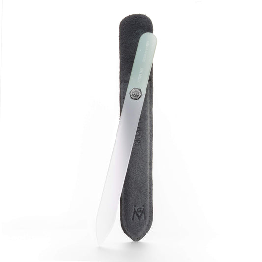 JUST BREATHE Genuine patented Czech mantra crystal glass manicure pedicure nail file in leather