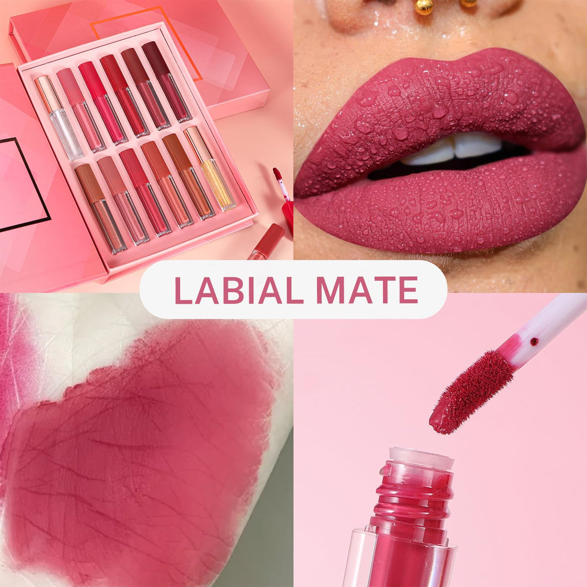 Labial Mate 12 piezas, Brillo de Labios Indelebles de Larga Duración, terciopelo, color intenso, Kit de Regalo para Mujer