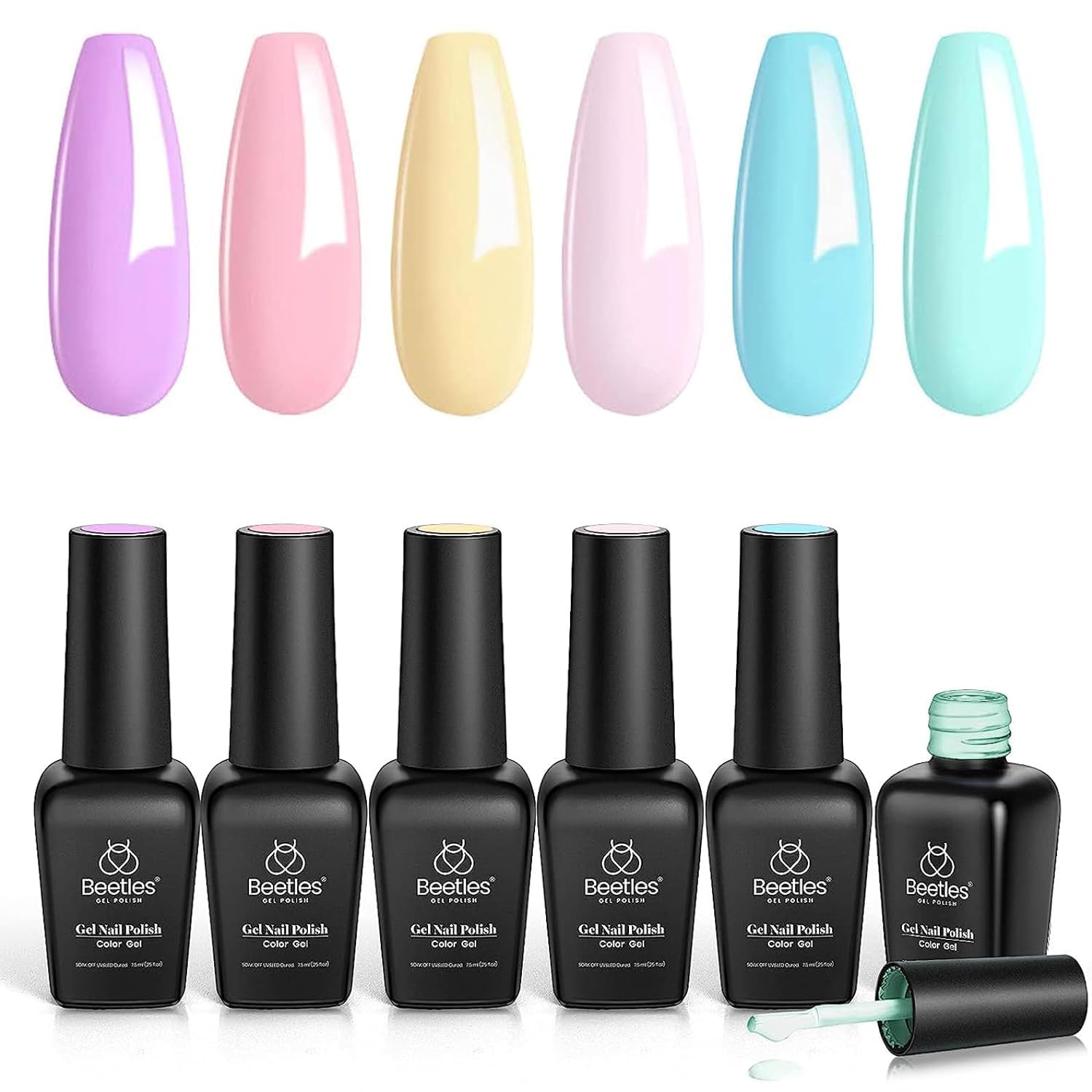 Beetles Pastel Esmalte en Gel Set - Esmalte en Gel Primavera Verano 2022 Pascua Pastel Rosa Amarillo Azul Gel Polaco Empapa Lámpara LED de Uñas Kits de Uñas de Gel Decoraciones de Pascua Caja de Regalos de Arte de Uñas
