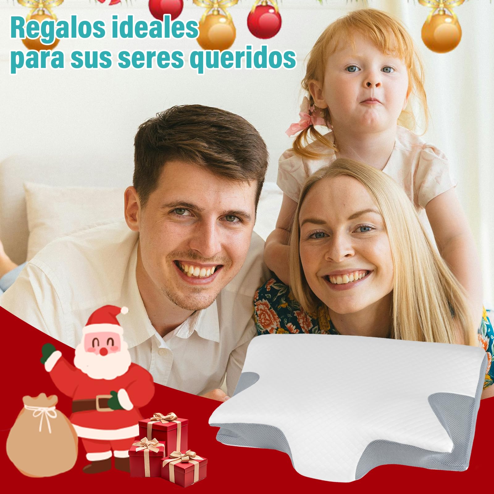 KIROGILY Almohadas Memory Foam, Almohada Cervical para Aliviar el Dolor de Cuello, Almohada Ortopédica Ergonómica para Personas Que Dormir de Lado, Boca Arriba o Boca Abajo, con Fundas de Almohada