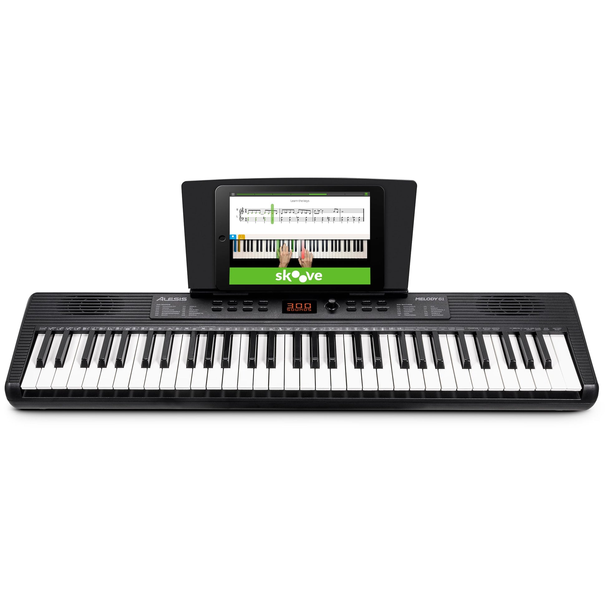 Alesis Melody 61 MK4 Teclado Piano Eléctrico para Principiantes con 61 Teclas, con Altavoces, Atril para Partituras o Tablet, 300 Sonidos y Lecciones de Música