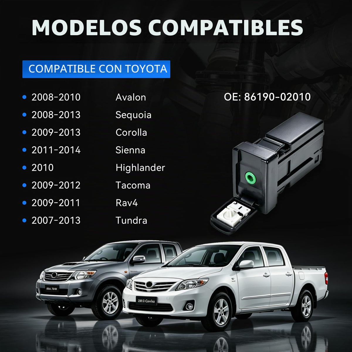 Reemplazo de Puerto Auxiliar PANNUOSCS Compatible con Toyota Negro para Coche