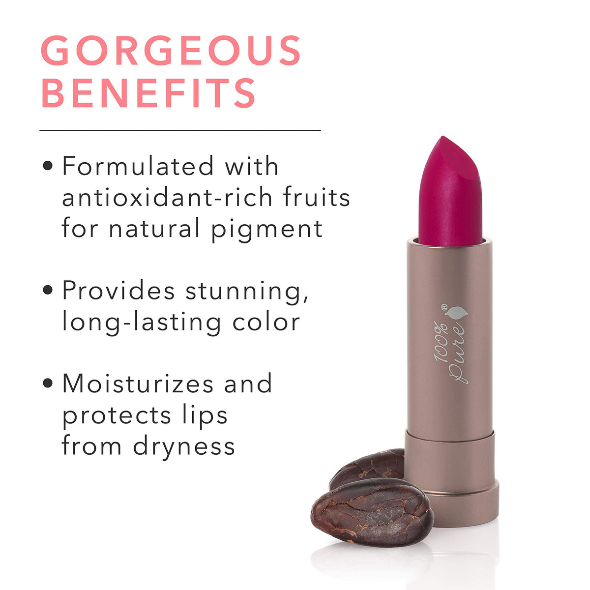 100% Pure Cocoa Butter Matte Lipstick, Marrakesh, 0.15 Ounce