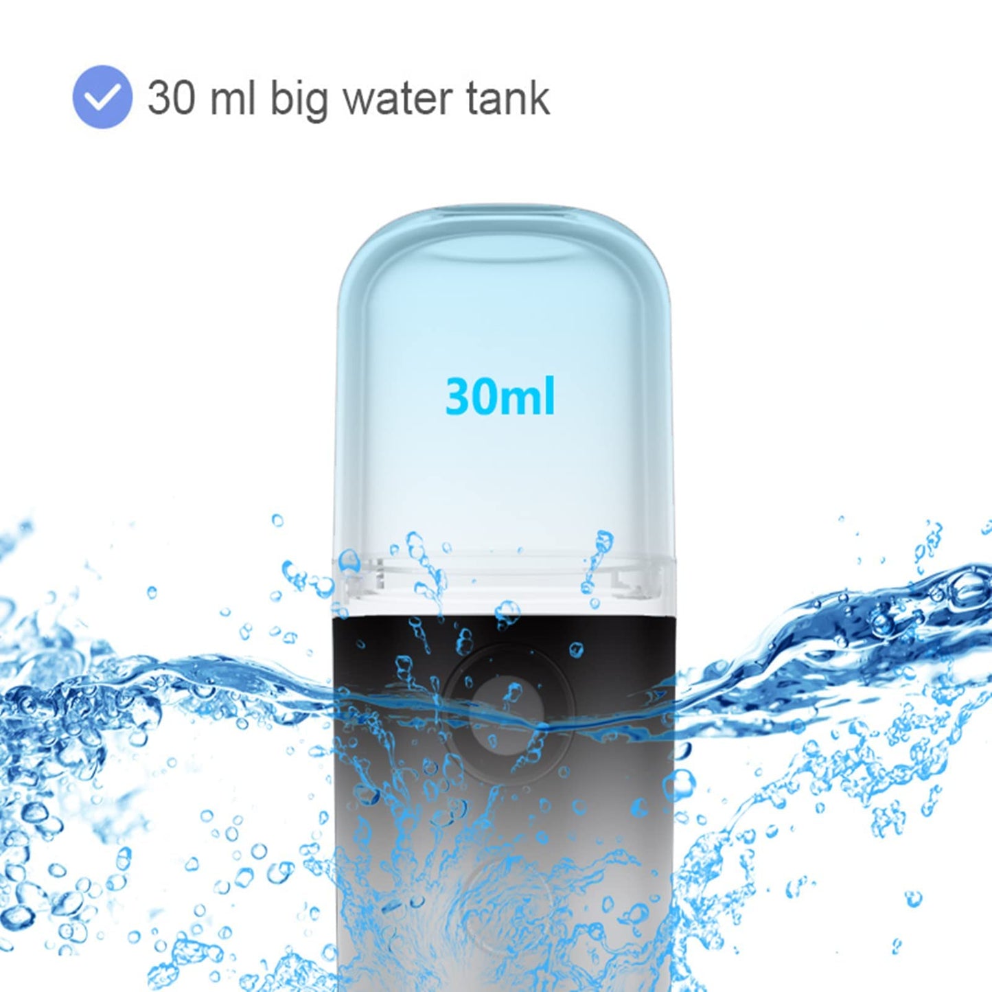 Kingsmile Nano Mist Sprayer, Hidratante Nano Facial Mister, Portable Mini Nano Mister, Práctico rociador hidratante para extensiones de pestañas Cuidado de la piel Maquillaje, 1OZ / 30ML Tanque de agua visual Negro
