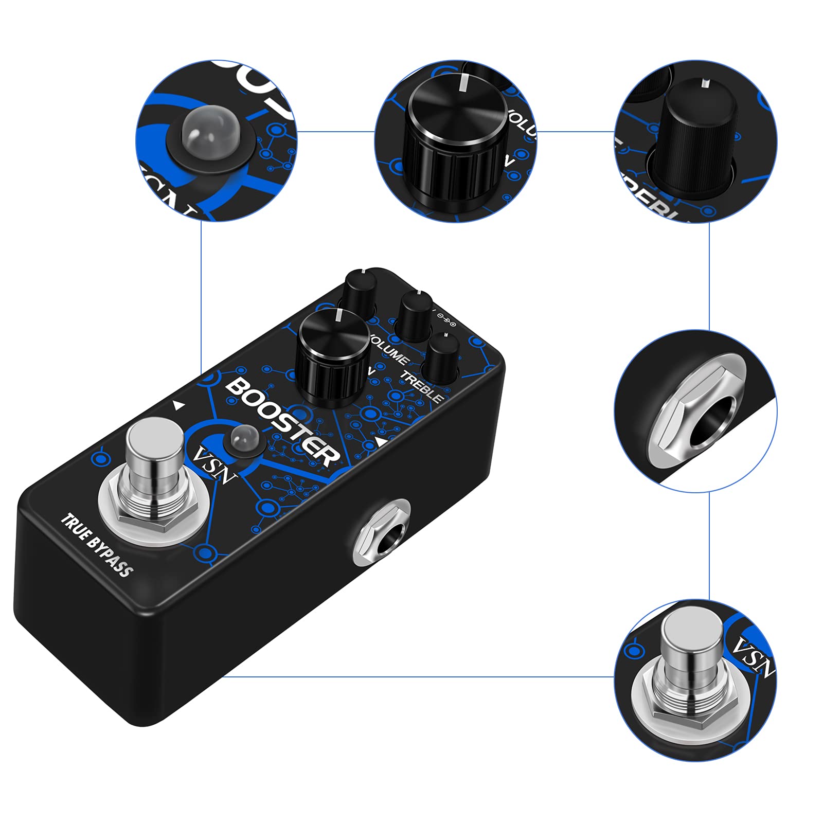 VSN Guitar Booster Effect Pedal Clean Boost Effects Pedals For Electric Guitar Pure Clean Mini Boost Pedals True Bypass