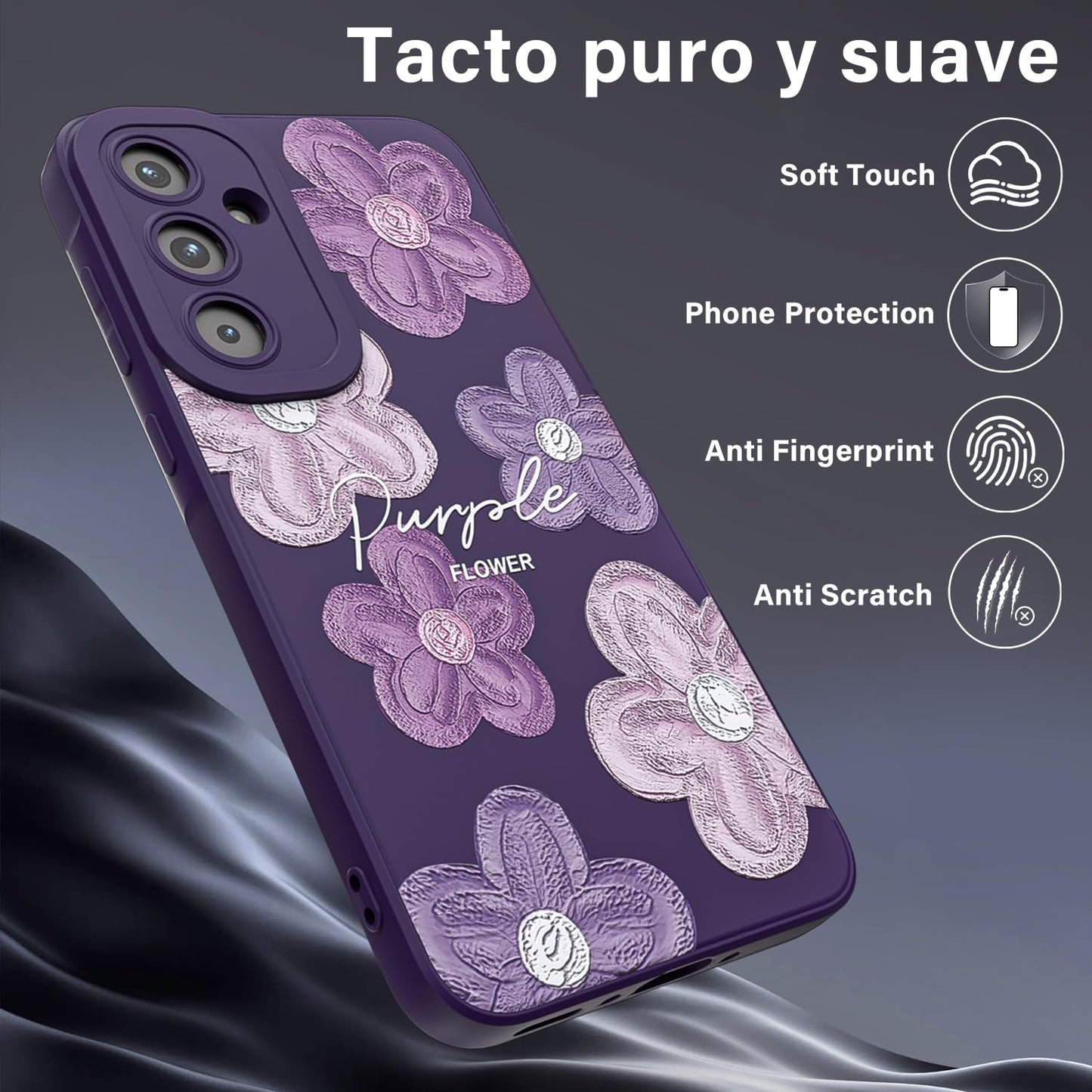 Threehao Funda para Samsung Galaxy A35, Ultra Delgado Flexible Suave TPU Silicona Carcasa con Moda Aesthetic Dibujos Flores, Antigolpes Anti-arañazos Protectora Case para Samsung A35
