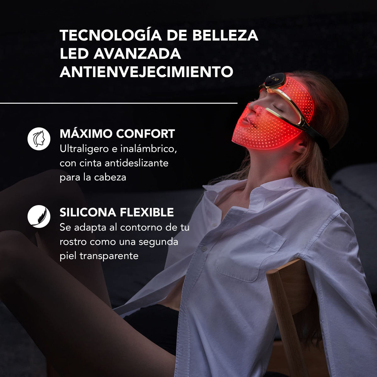 FAQ 202 Máscara facial LED inalámbrica con estuche de viaje - Cuidado antiedad con 8 ajustes - 600 puntos de luz para el tratamiento dirigido y el cuidado facial - Pack de viaje, ligero y duradero