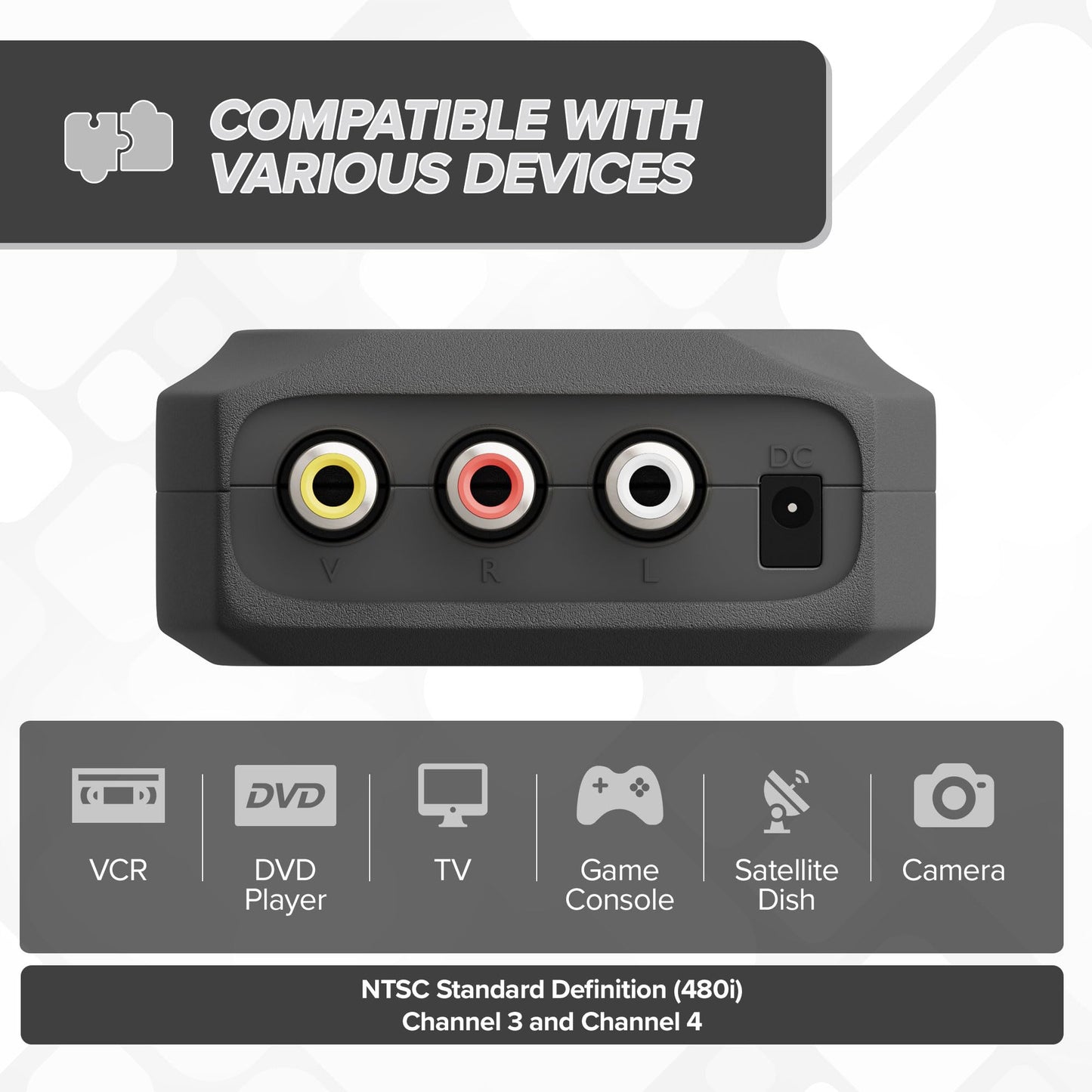 Convertidor HDMI DVI, Componente, RGB, RCA (AV Composite) (Digital y analógico) - Convierte señales HDMI HD para Xbox/PS4/PS3/PC/Laptop/TV/STB/VHS/VCR/Camera/DVD/reproductor Blu-ray, PAL/NTSC, Negro, VIDEO - RCA to COAX