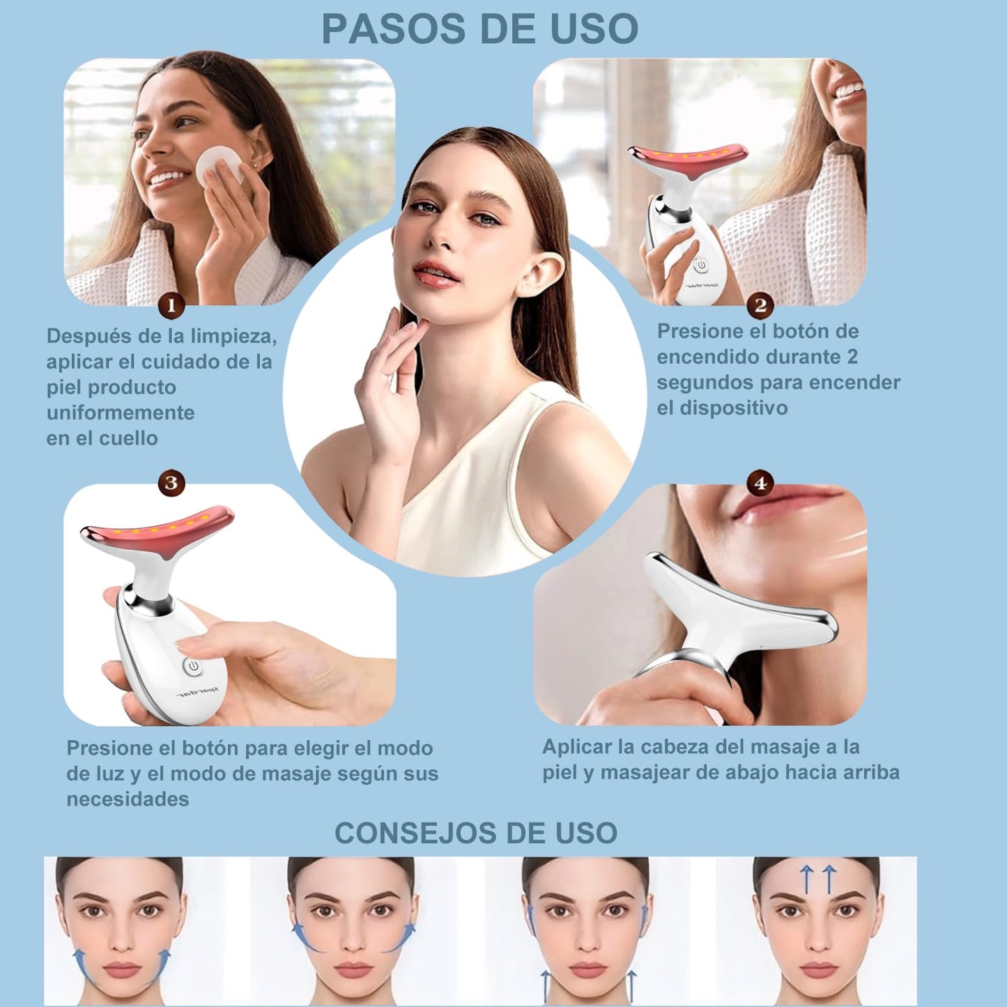 Spardar Masajeador Facial, Estirar Levantar la Piel Masajeador de Vibración