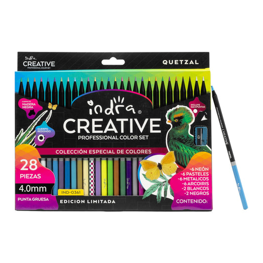IND-0361 Set 28 Lápices de Colores Profesionales Indra Creative Edición Especial Quetzal