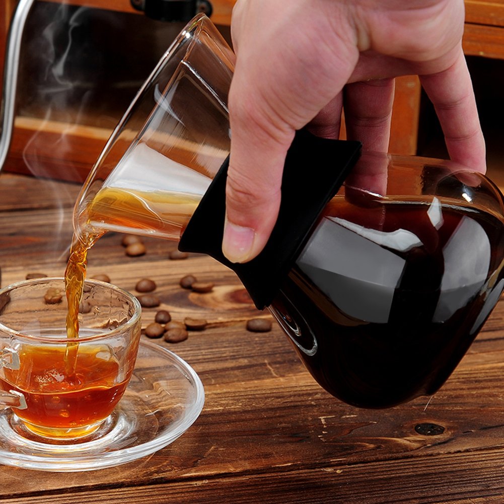 Taza Cafetera de Goteo Manual de Vidrio con Filtro Acero Inoxidable Resistente al Calor
