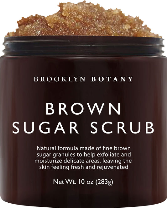 Brooklyn Botany - Brown Sugar Body Scrub - Exfoliating Face Scrub & Body Scrub for Cellulite, Stretch Marks, Skin Blemishes, and Varicose Veins, 10 oz