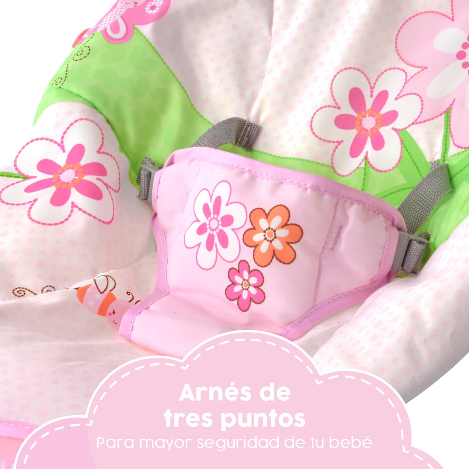 Little Monkey Silla Vibradora Mecedora para Bebe Barra con Juguetes Arnes de Seguridad de 3 Puntos Patas Antideslizantes Portatil Bouncer para Bebe en Etapa de Desarrollo Silla Mecedora con Vibracion