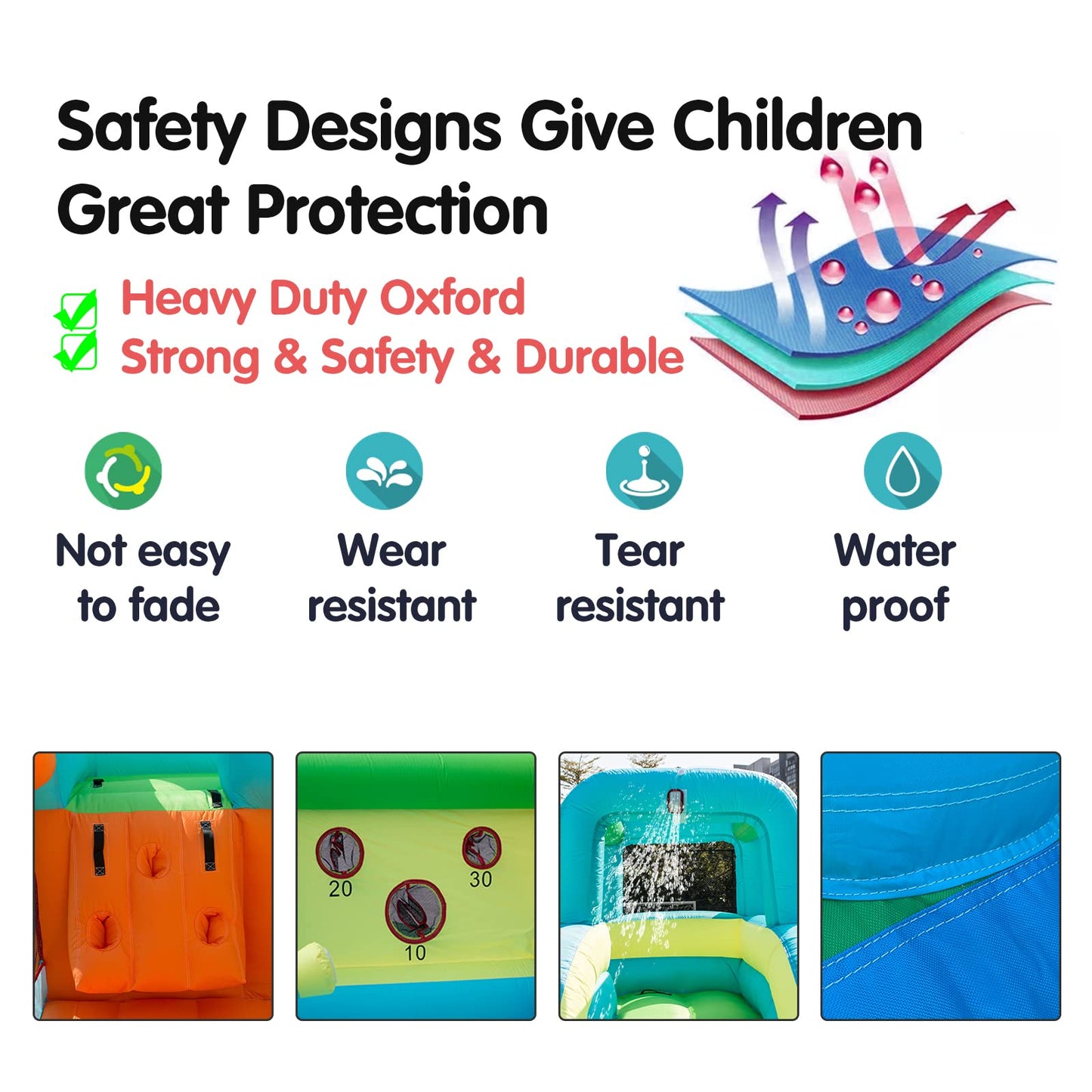 Parque Inflable WelandFun Azul con Toboganes Acuáticos y Piscina para Niños