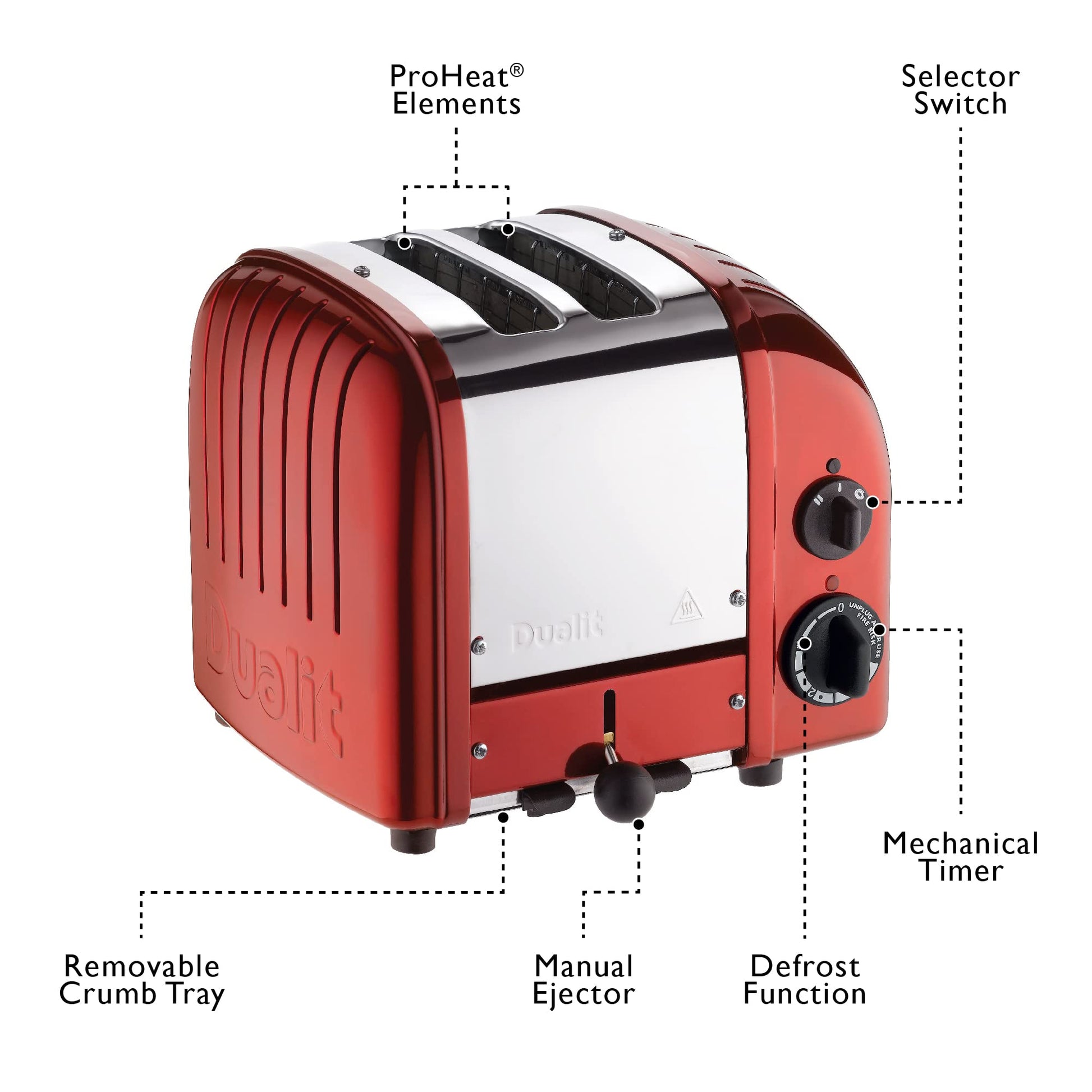 Dualit 2 Slice Classic Toaster, Apple Candy Red