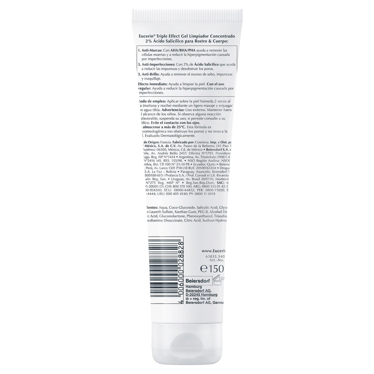 Eucerin DermoPure Gel limpiador facial concentrado (150 ml) con ácido salicílico para imperfecciones y manchas post-acné