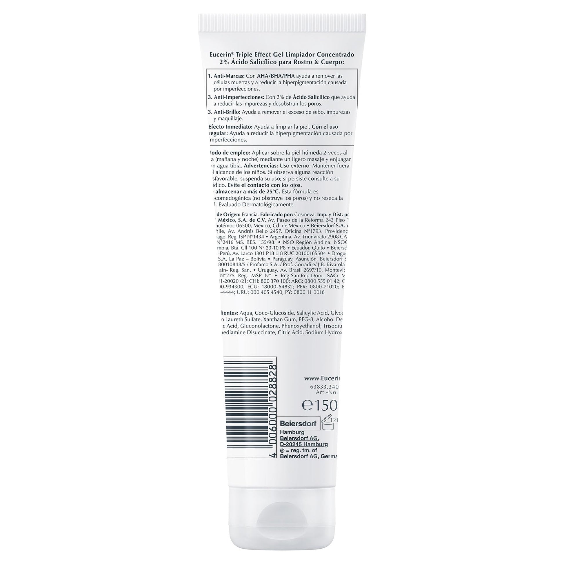 Eucerin DermoPure Gel limpiador facial concentrado (150 ml) con ácido salicílico para imperfecciones y manchas post-acné