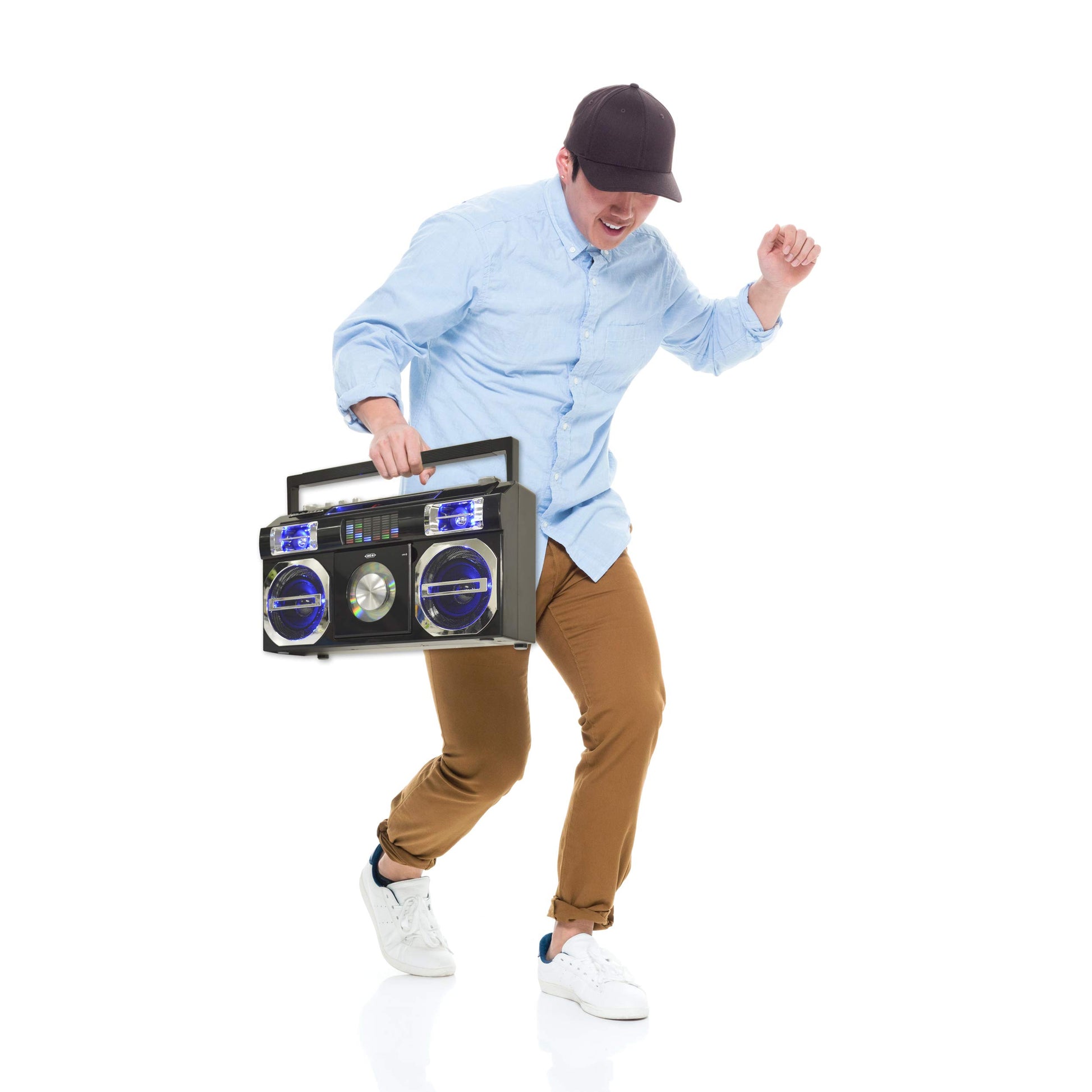 Boombox Bluetooth Retro 80's Studebaker Azul con Radio FM y Reproductor de CD