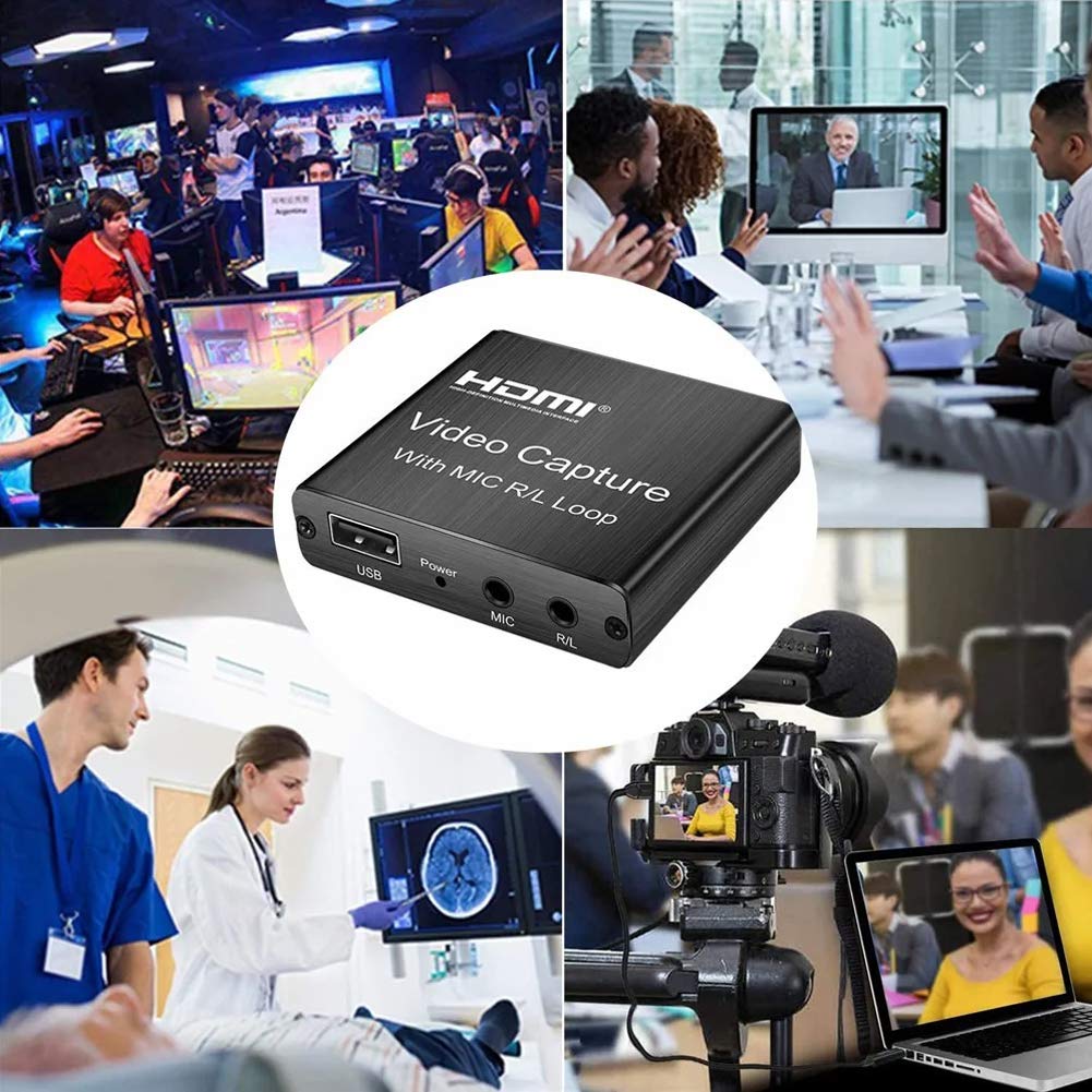 CARYWON Capturadora de Video HDMI, 4K HDMI a USB 3.0 Convertidor Video, Tarjeta de Captura de Video 1080P @ 60Hz con Entrada de Micrófono de 3.5 mm para Windows/Linux/OBS Grabación de Enseñanza