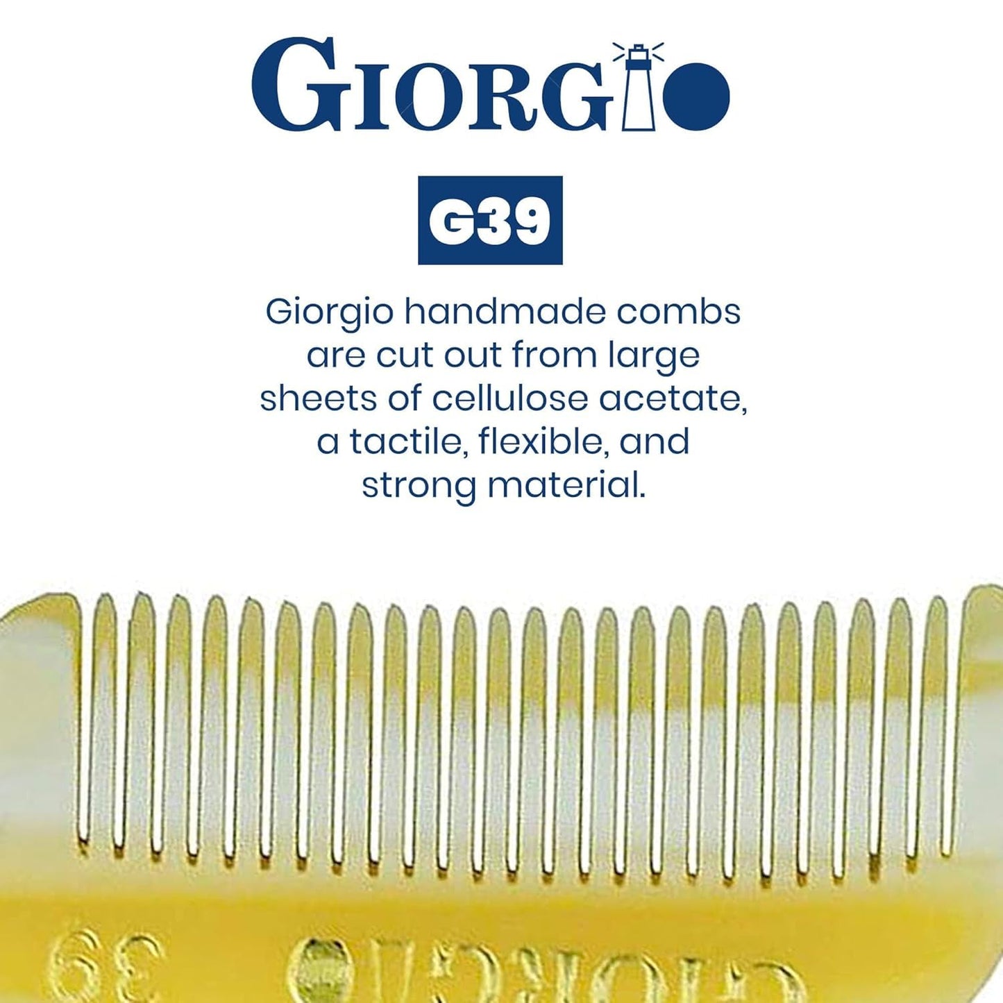 Giorgio G39 Extra Small 2.75 Inch Men's Fine Toothed Beard and Mustache Comb for Facial Hair Grooming and Styling. Wallet Pocket Comb Handmade of Quality Durable Cellulose, Saw-Cut and Hand Polished