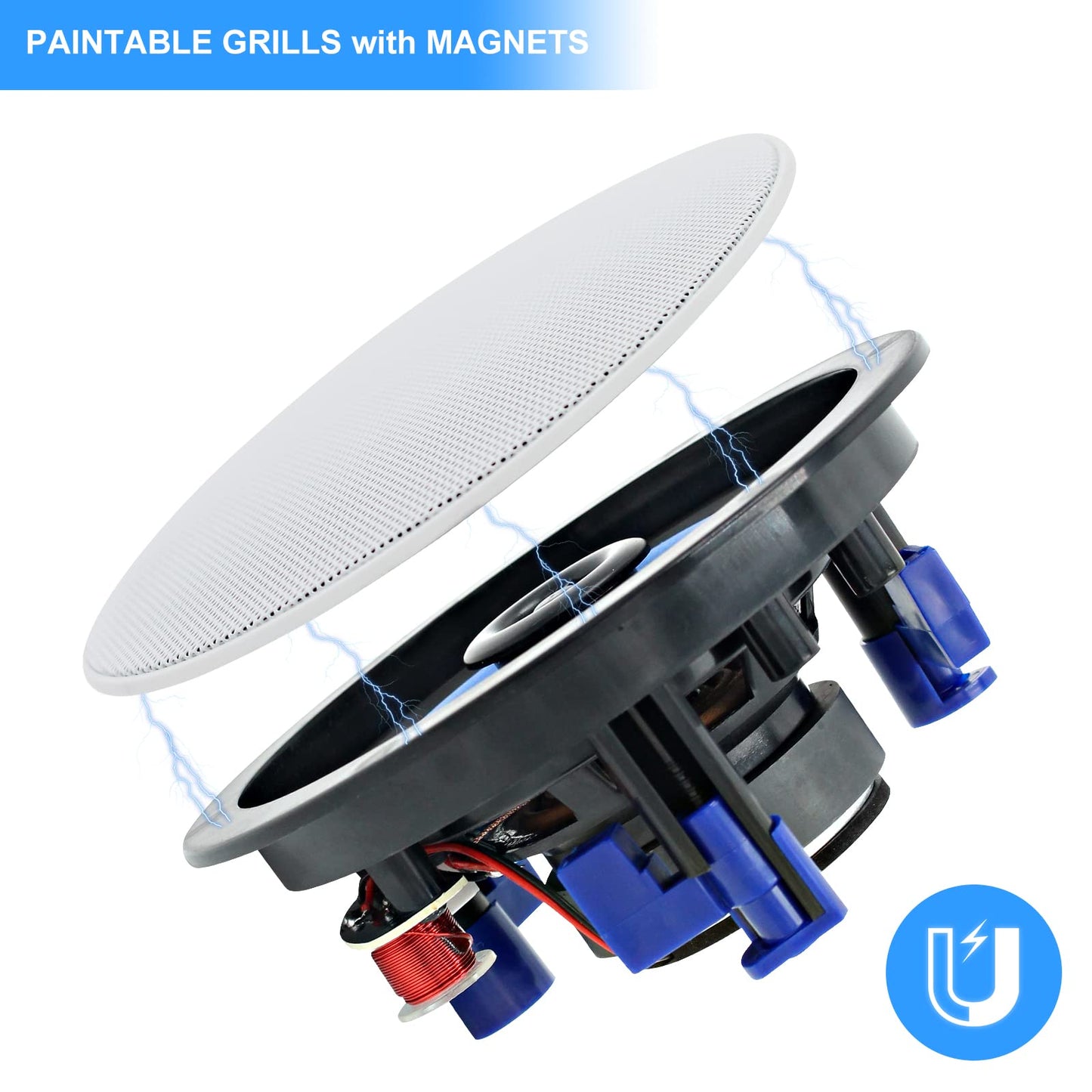 Herdio Altavoces Compatible con Bluetooth de Montaje Empotrado de 4 Pulgadas, Rango Completo de 2 vías en Pared y Techo, perfectos para Colocar en Interiores y Exteriores, porches