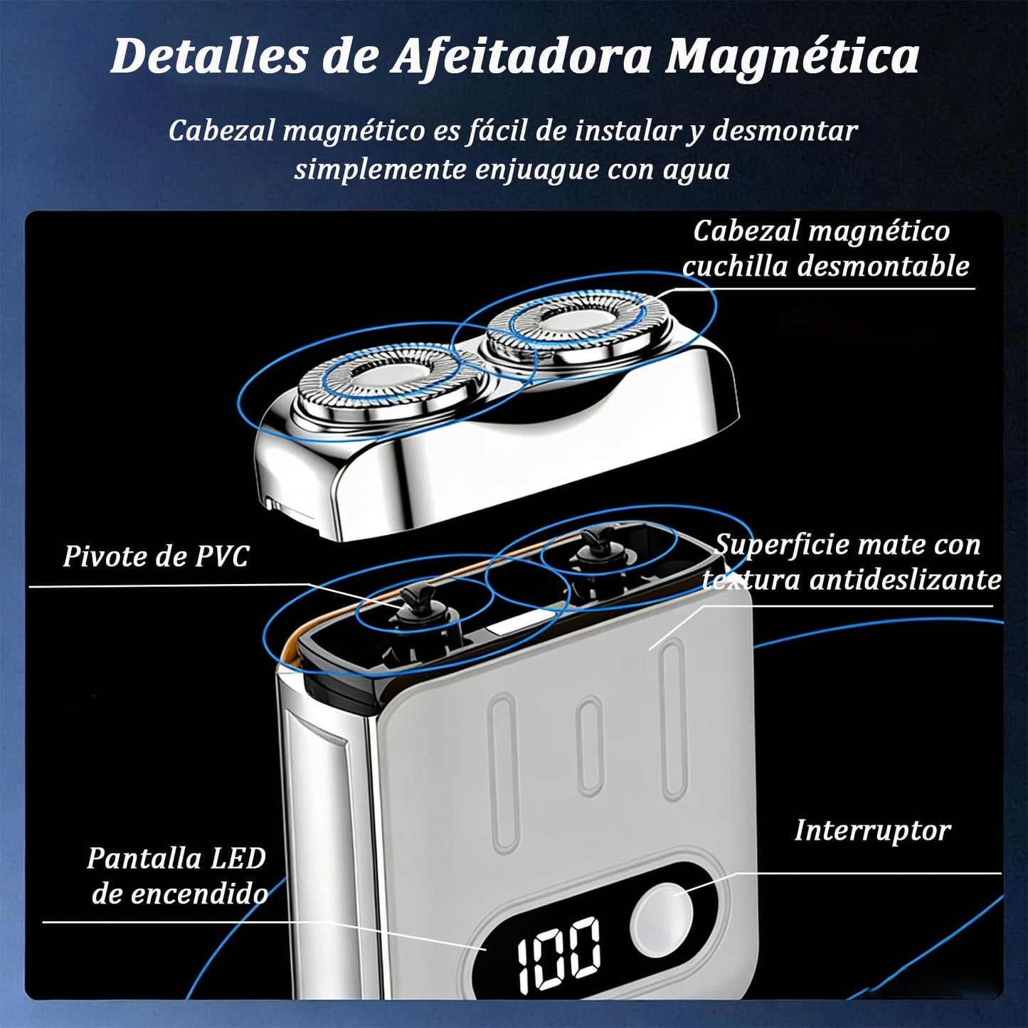 Afeitadora Eléctrica Portátil Rotativa,9000 Rpm de Mini Rasuradora Eléctrica,Luggage Electric Shaver,Doble Cabezal,un Botón,Uso en Seco y Húmedo,Afeitado Precisión de 360°,para Viajes,Hogar y Oficina (Blanco)