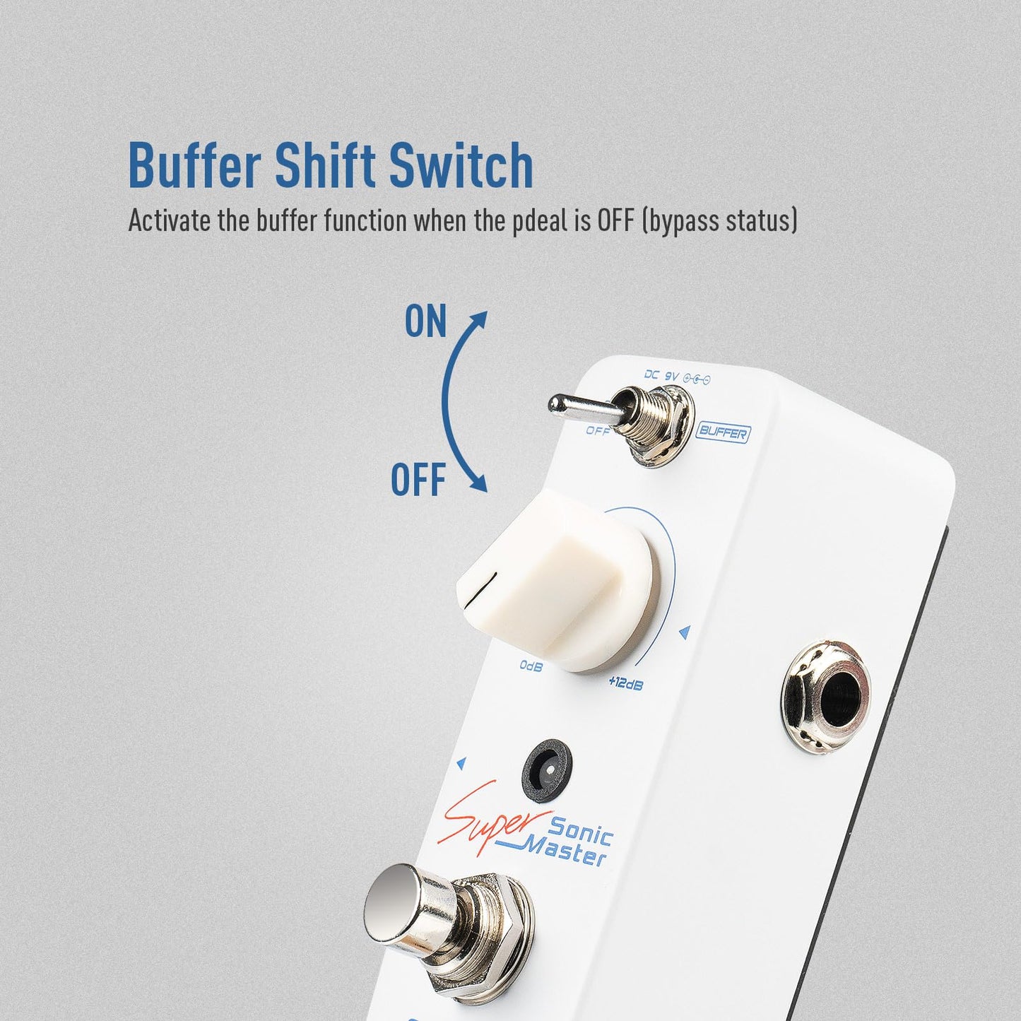 Pedal de Efectos SONICAKE Sonic Super Master Clean Boost con Ganancia de +12 dB para Guitarra y Bajo