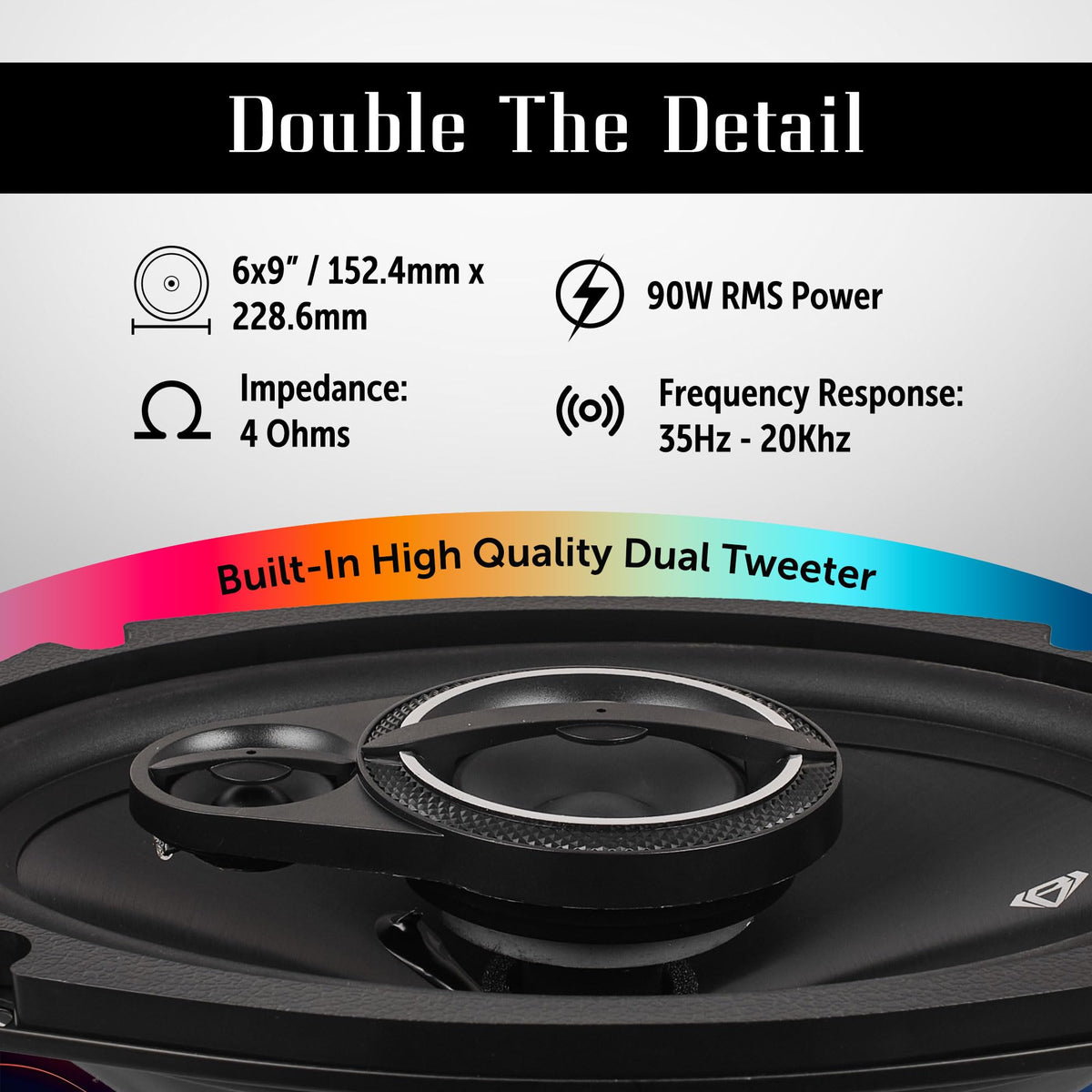 Altavoces Coaxiales Black Diamond Negros 3 Vías 6 x 9 270 Vatios para Coche