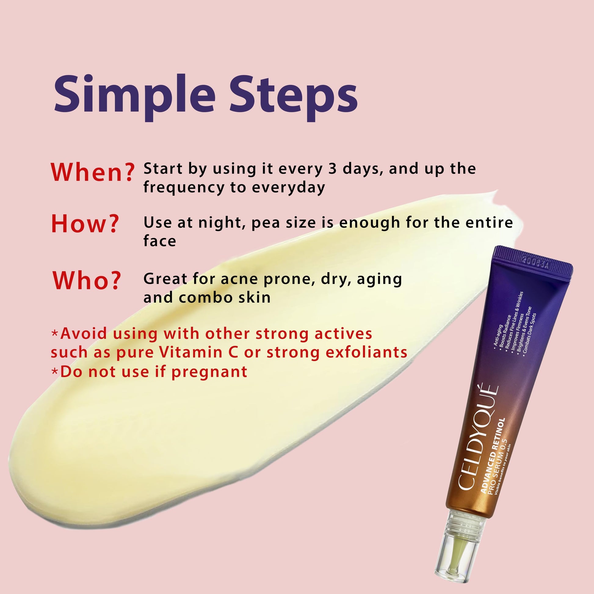 Concentrado de volufilina 100% puro y suero avanzado de retinol Pro 0,5 reafirmante, antiarrugas y potenciador de la luminosidad con centella asiática, ácido hialurónico y niacinamida para pieles