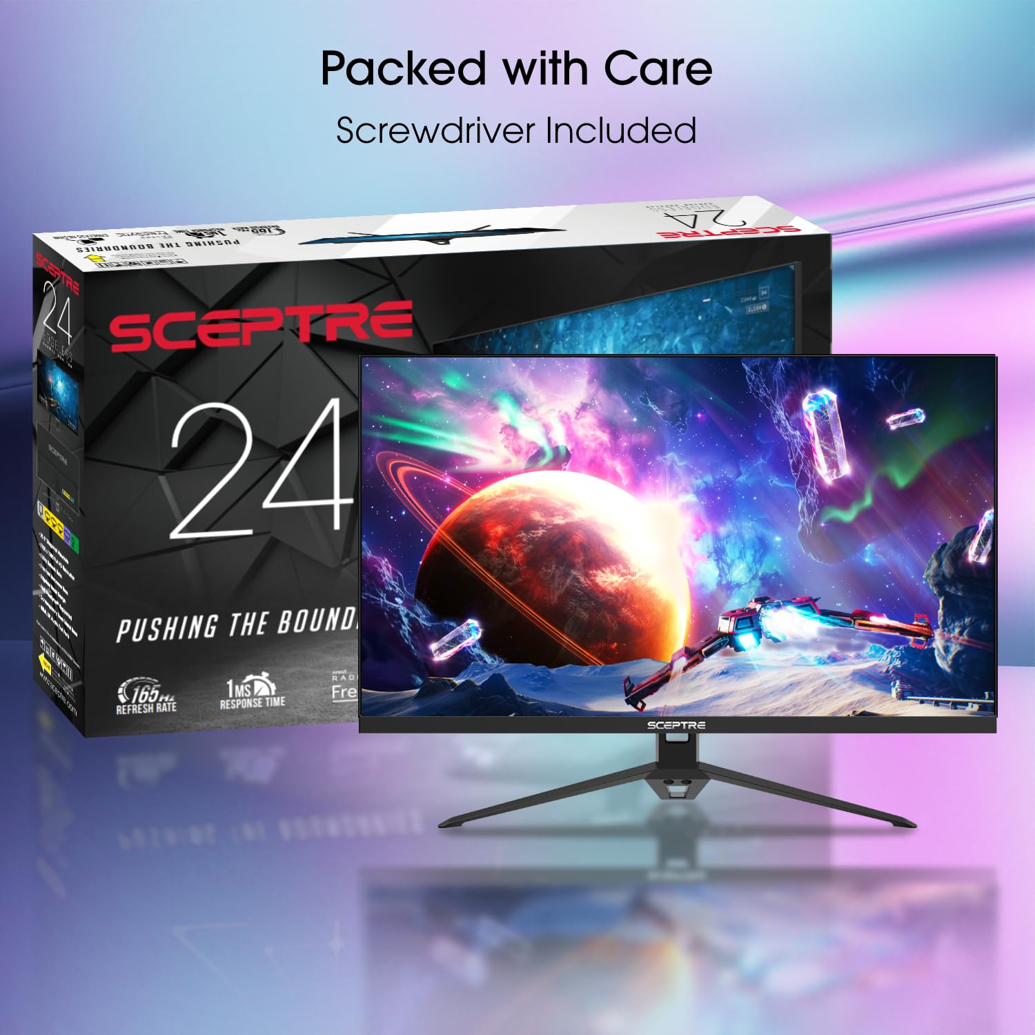 Sceptre IPS 24'' Gaming Monitor 165Hz 144Hz Full HD (1920 x 1080) FreeSync Eye Care FPS RTS DisplayPort HDMI Build-in Speakers, Negro máquina 2020 (E248B-FPT168)