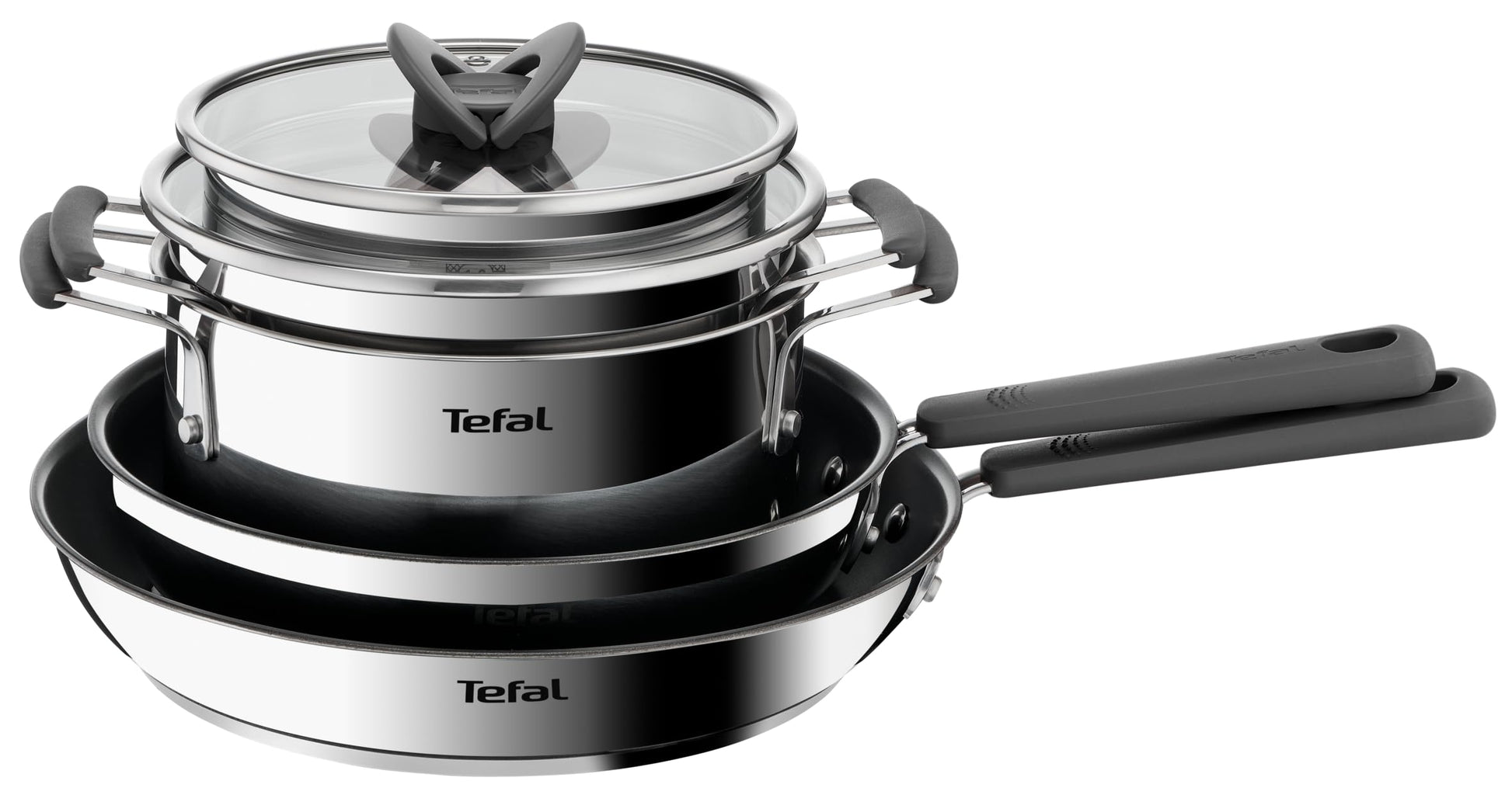 Batería de Cocina T-Fal Acero Inoxidable OPTI'SPACE 6 Piezas