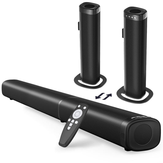 Barra de Sonido Puriom Negra Desmontable 2 en 1 para Smart TV