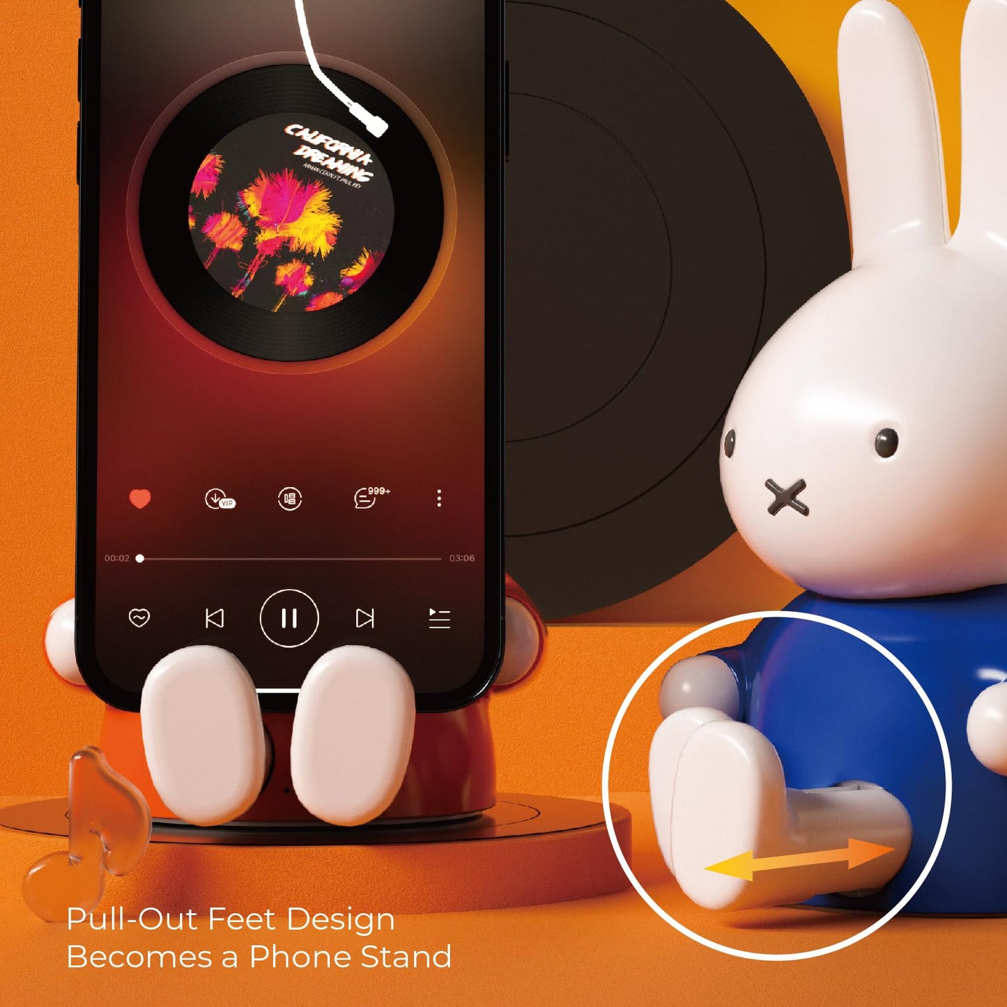 Miffy - Altavoces portátiles con Bluetooth, bonitos altavoces inalámbricos portátiles con sonido estéreo fuerte, micrófono integrado, ranura para tarjeta TF, doble emparejamiento, tiempo de