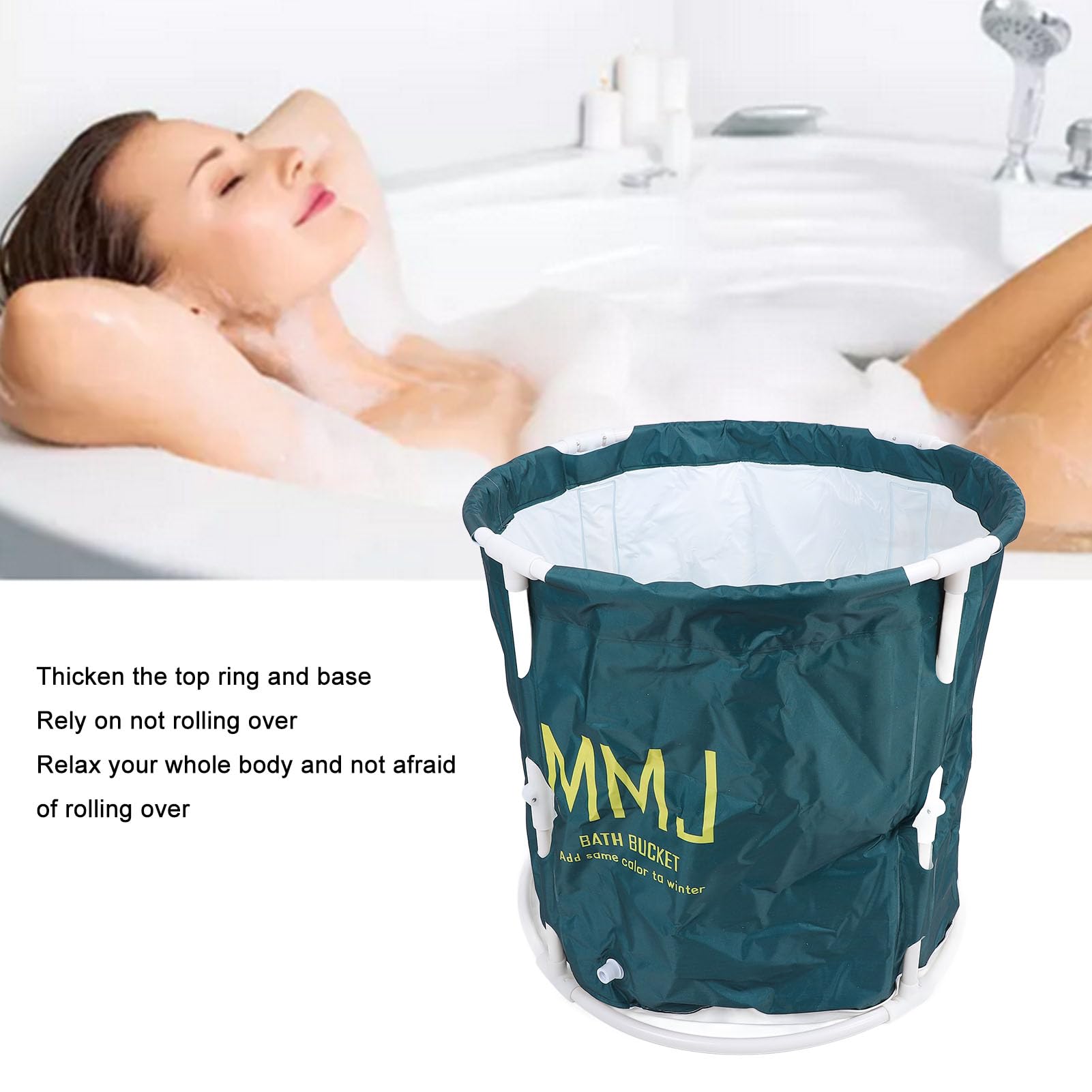 Bañera Plegable Portátil, Bañera Japonesa con Cojín, Bañera De SPA Plegable para Baño para Adultos, Niños Y Niñas, Baño De Hielo Caliente Al Aire Libre/Interior (Verde oscuro)