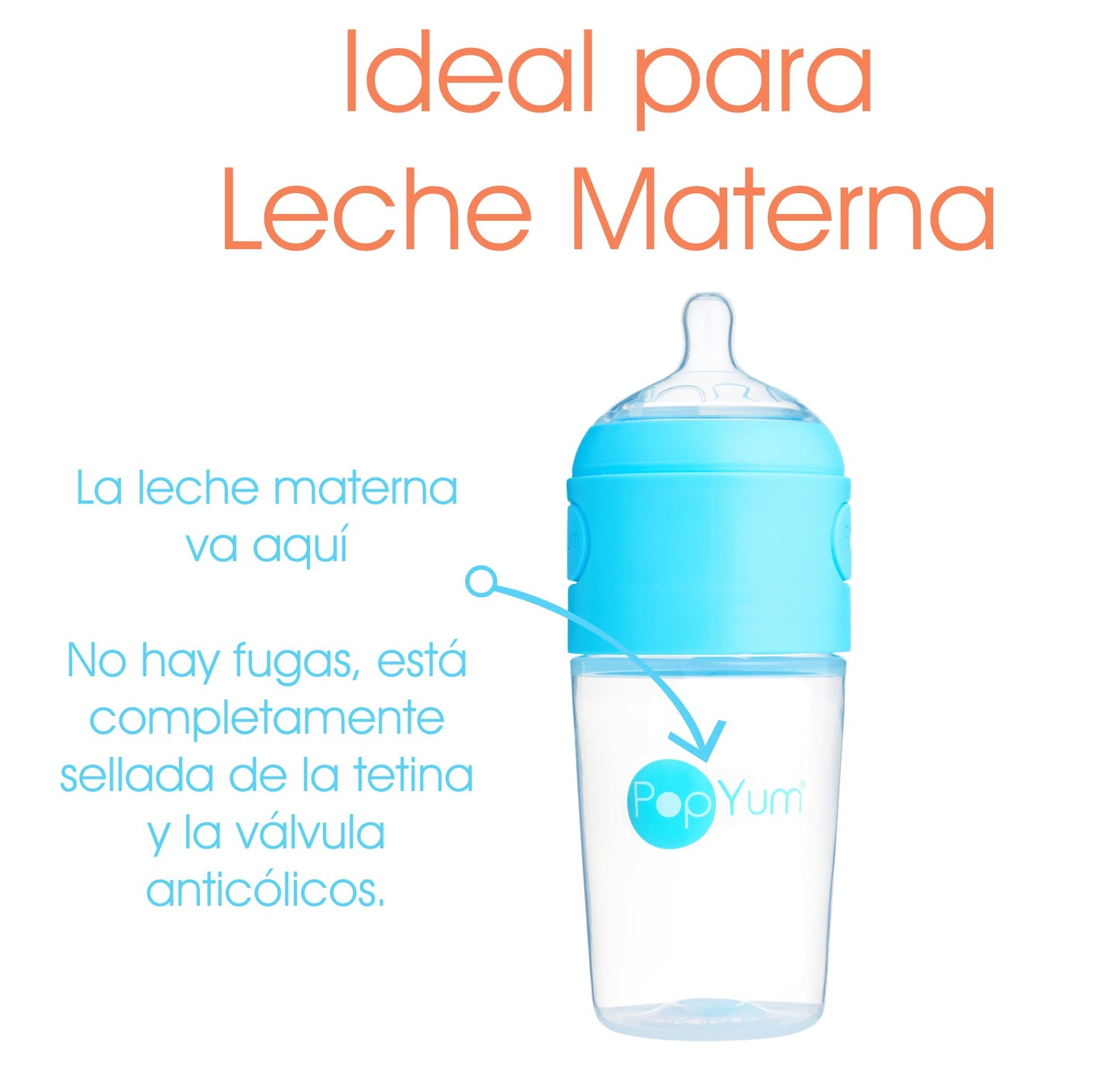 Biberón Anticólicos PopYum Azul 260 ml Paquete de 2 Unidades para Bebé