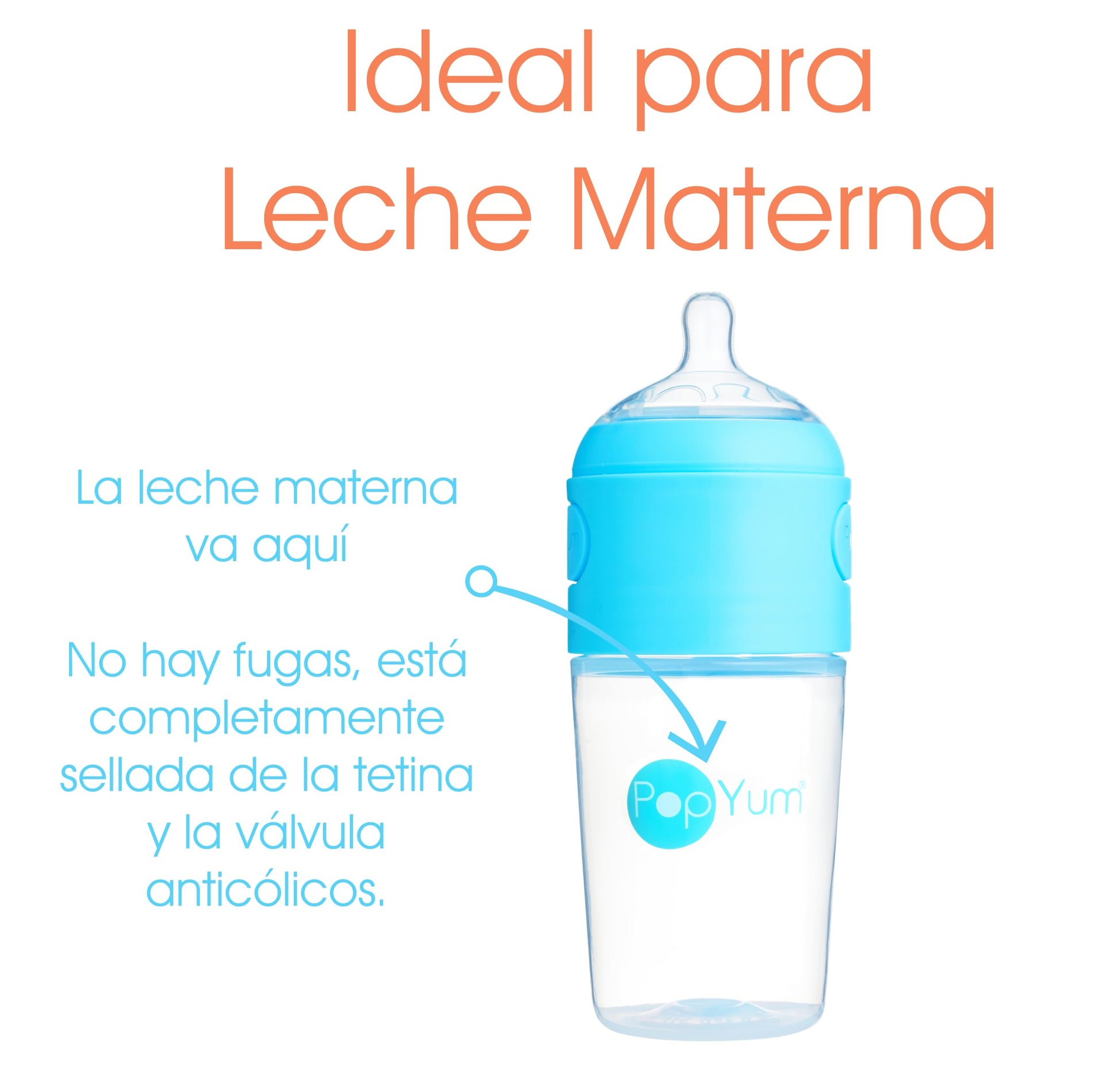 Biberón Anticólicos PopYum Azul 260 ml Paquete de 2 Unidades para Bebé