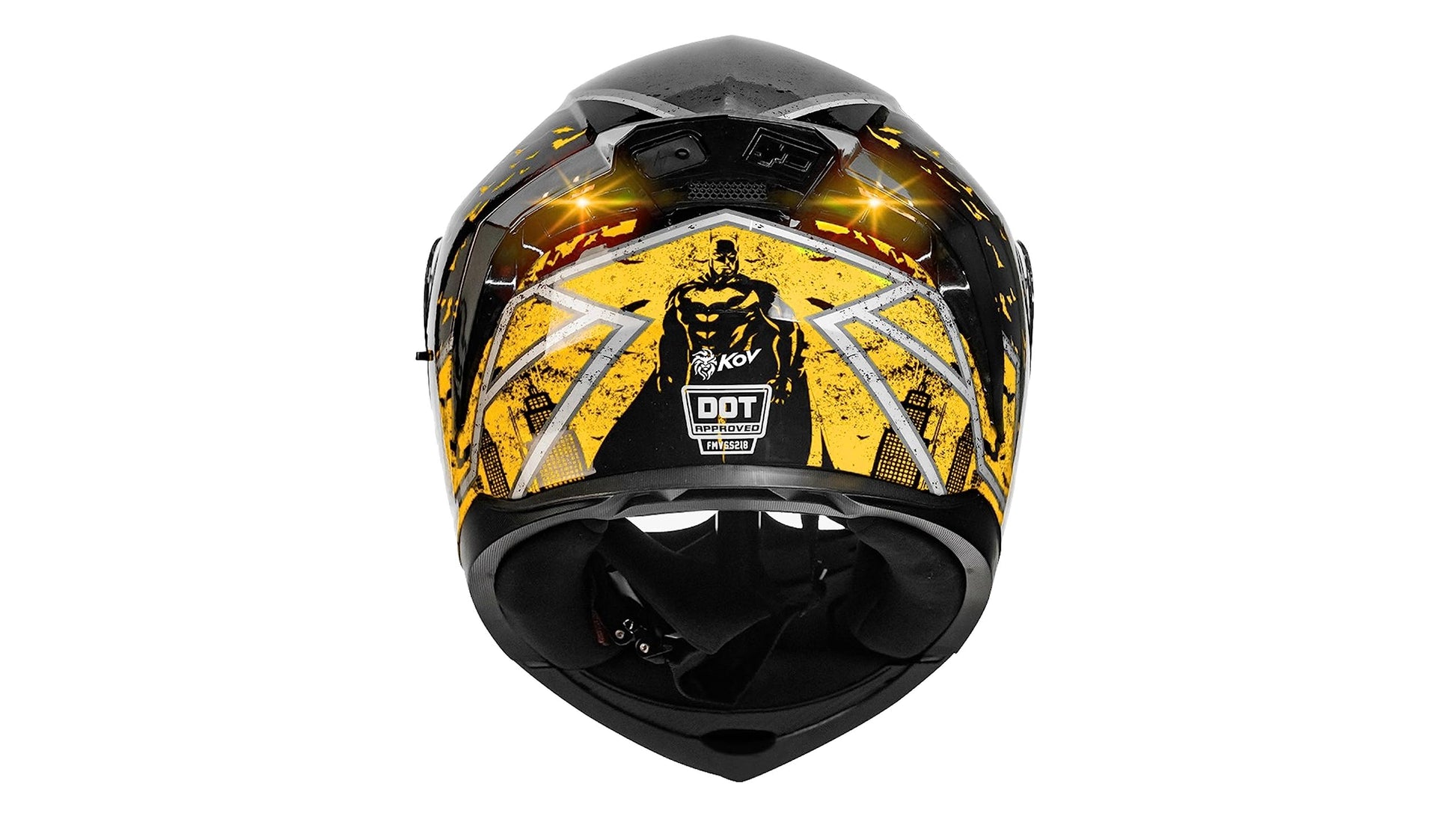 KOV Casco Batman Zero Amarillo ABATIBLE con LED DC Comics Certificado Dot (L)